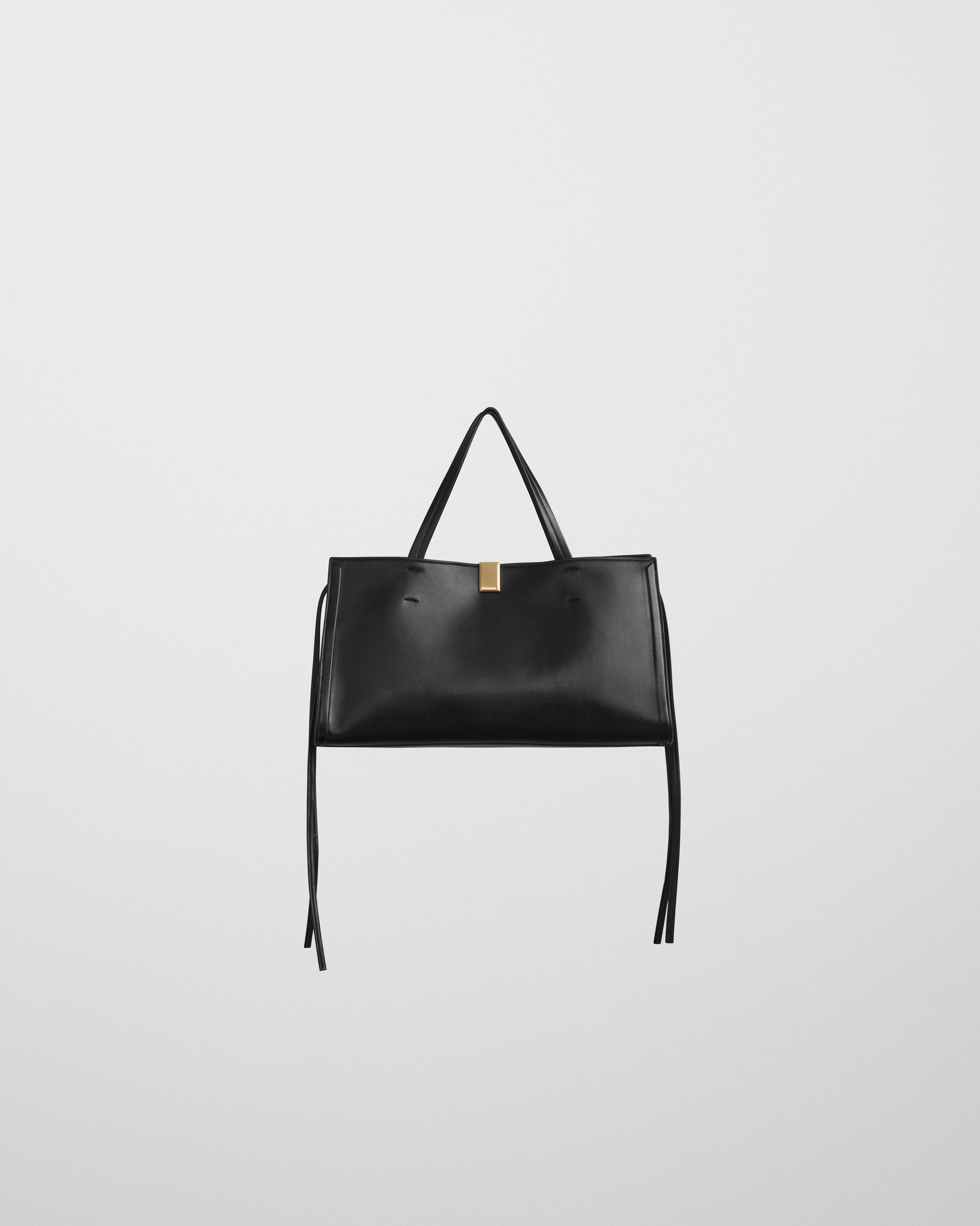PHOEBE PHILO | SMALL KIT CABAS | BLACK LEATHER WITH GOLD