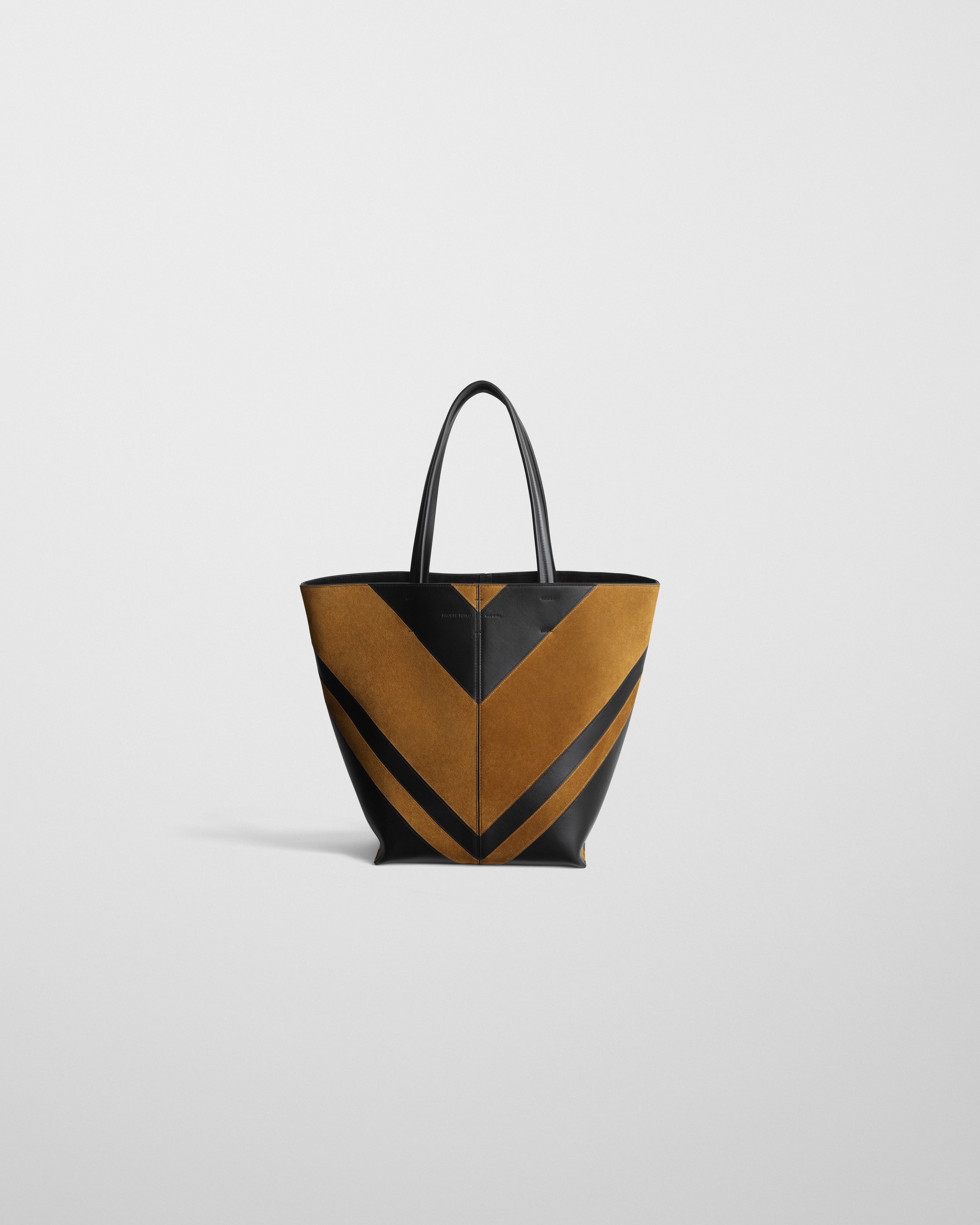 PHOEBE PHILO | POT CABAS | BLACK LEATHER AND TOFFEE SUEDE