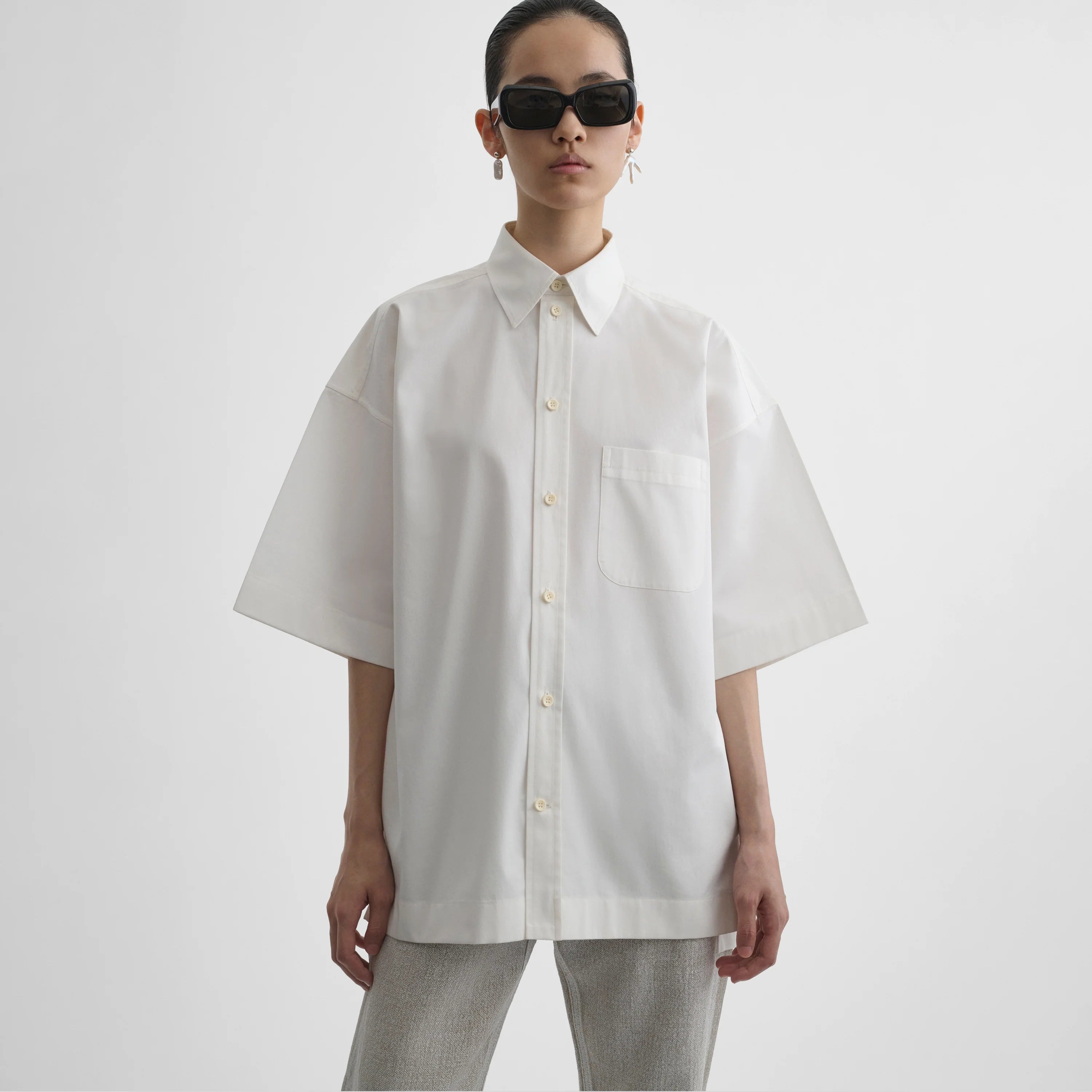 PHOEBE PHILO | SHORT SLEEVE SHIRT | VANILLA COTTON