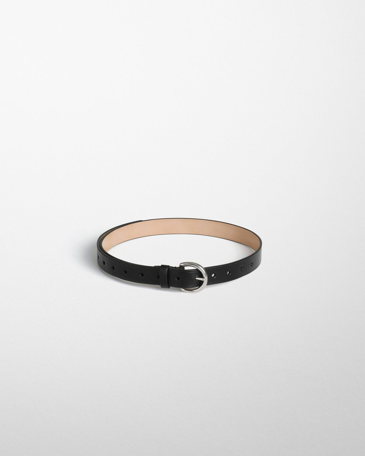 PHOEBE PHILO | ROUND BUCKLE BELT 25MM | BLACK LEATHER WITH  display picture 2