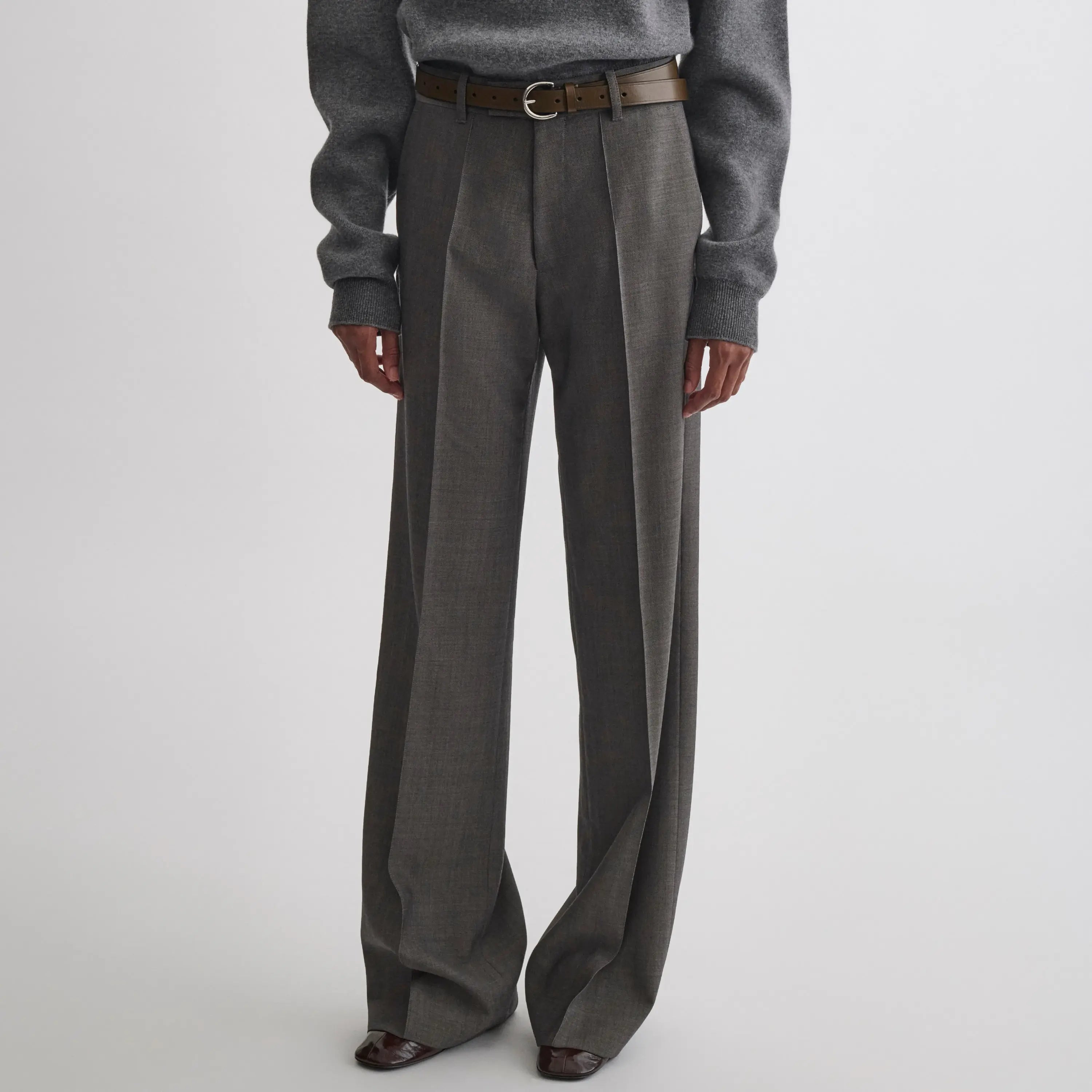 【新品未使用】UNOF ふじあみさんKNIT PANTS Dark Sepia PHOEBE PHILO | BOYISH TAILORED TROUSERS | DARK TAUPE WOOL