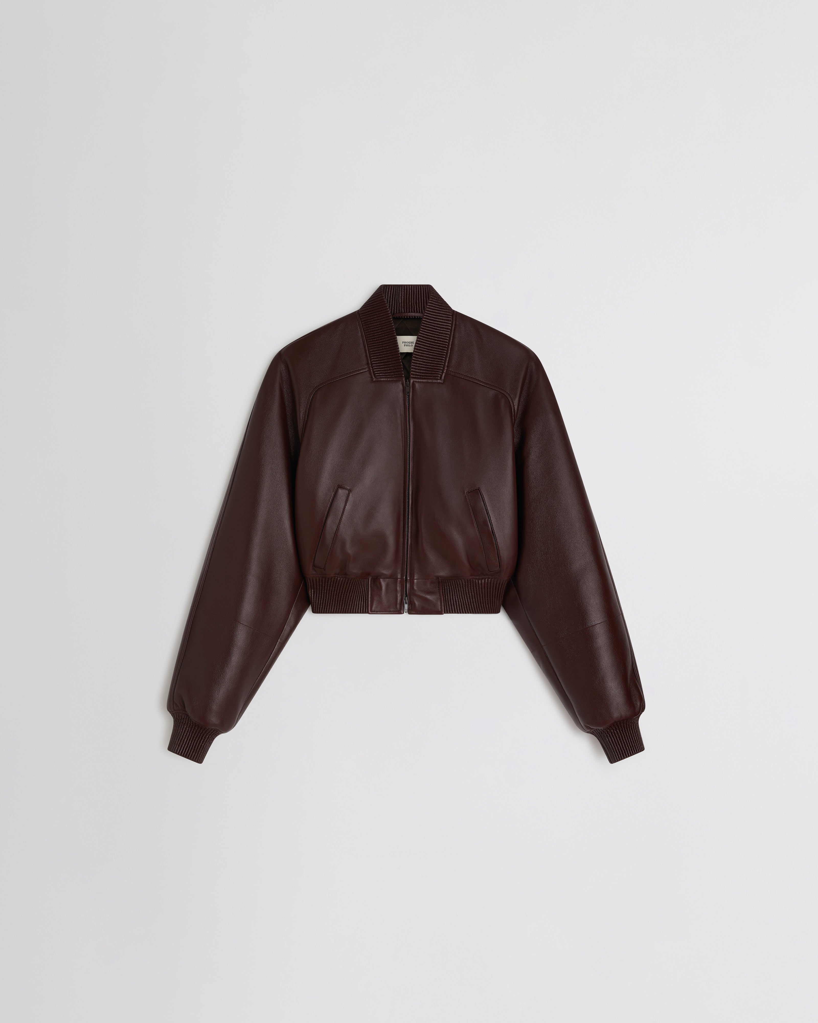 PHOEBE PHILO | SHRUNK BOMBER | MERLOT LEATHER