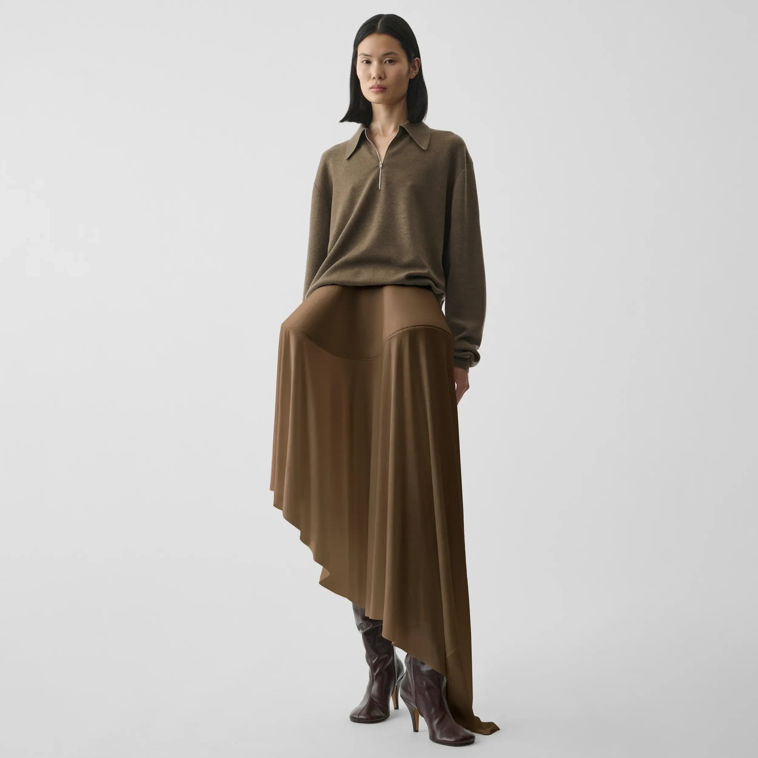 PHOEBE PHILO | SCULPTURAL SKIRT | TOFFEE JERSEY