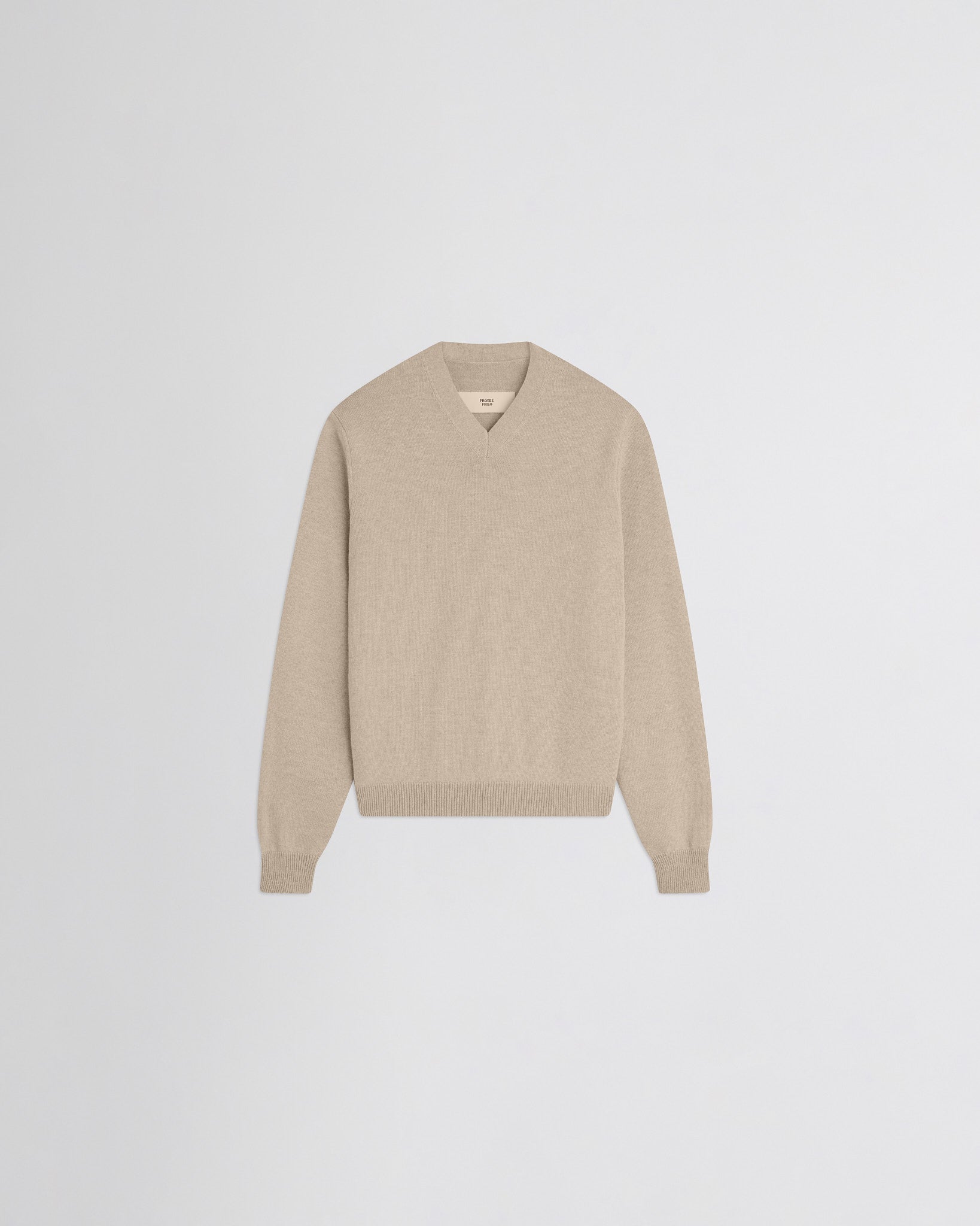 PHOEBE PHILO | EASY V-NECK SWEATER | BEIGE WOOL CASHMERE