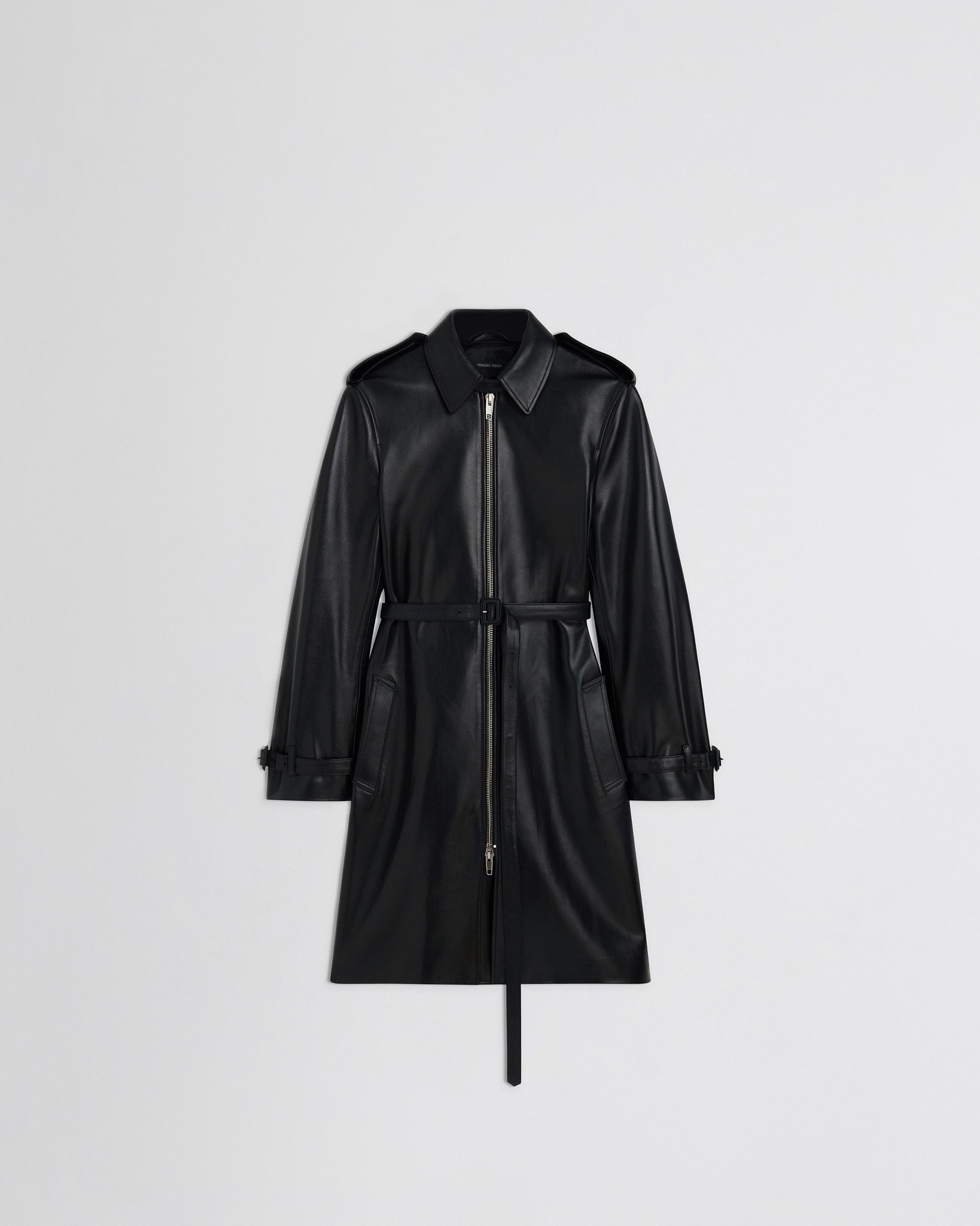 PHOEBE PHILO | SHORT TRENCH | BLACK LEATHER