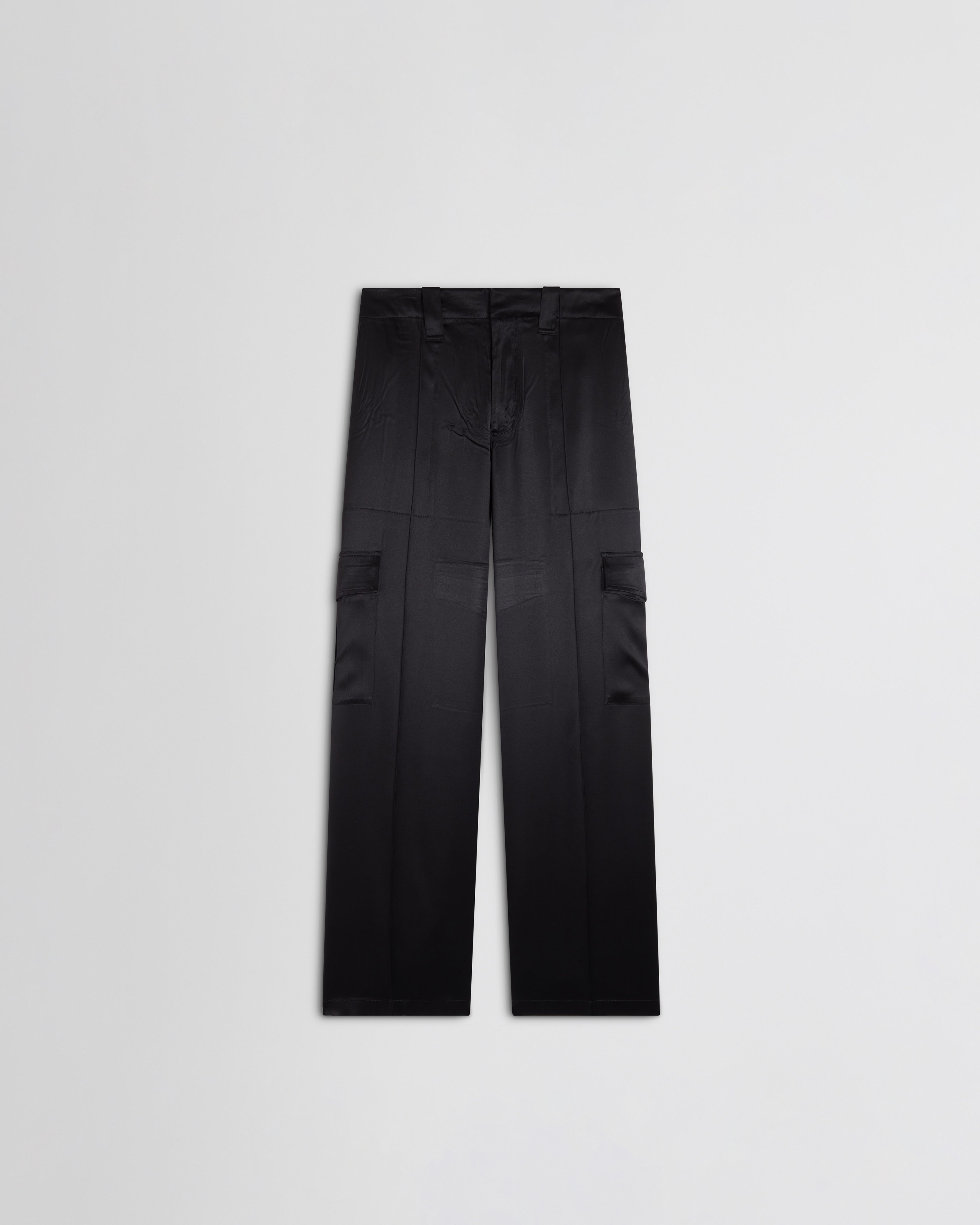 PHOEBE PHILO | LIQUID CARGO TROUSERS | BLACK SILK
