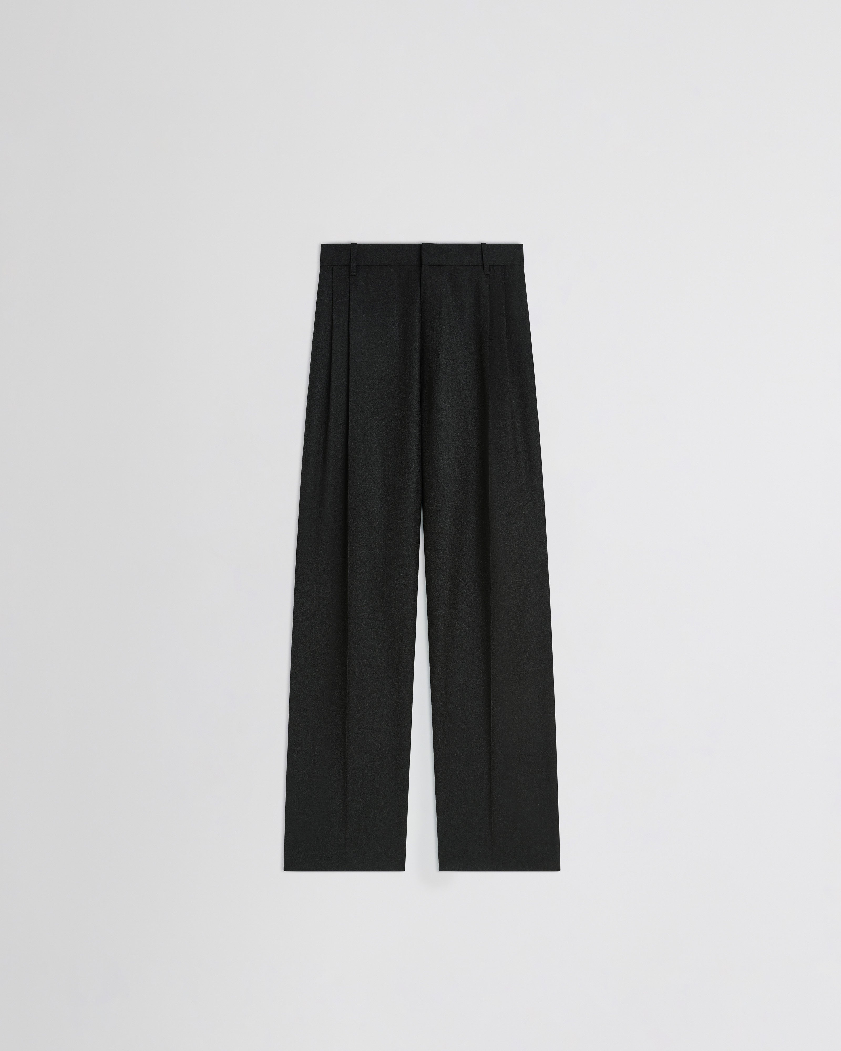 PHOEBE PHILO | DOUBLE PLEAT TROUSERS | CHARCOAL WOOL