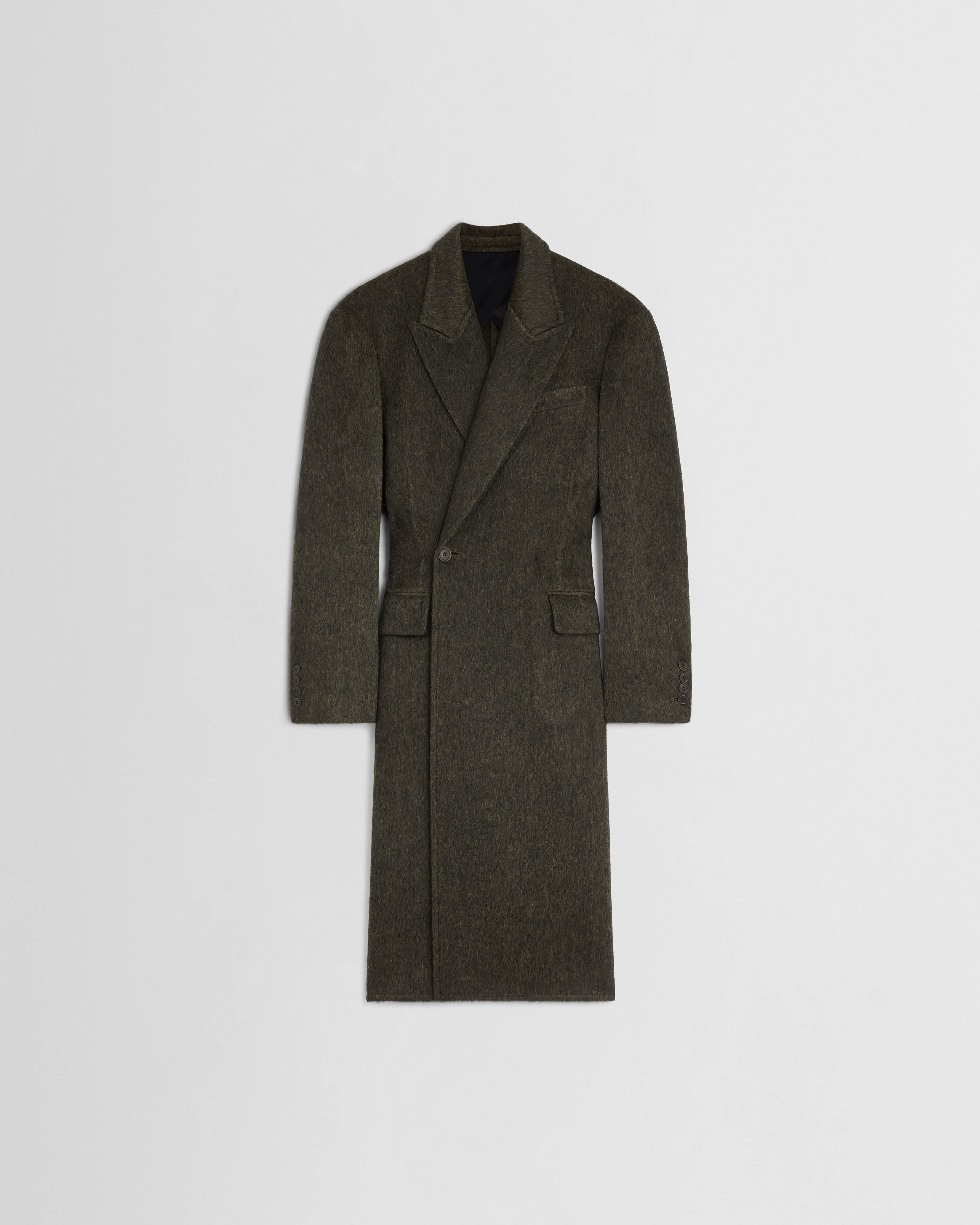 PHOEBE PHILO | PINCHED COAT | acid army green wool
