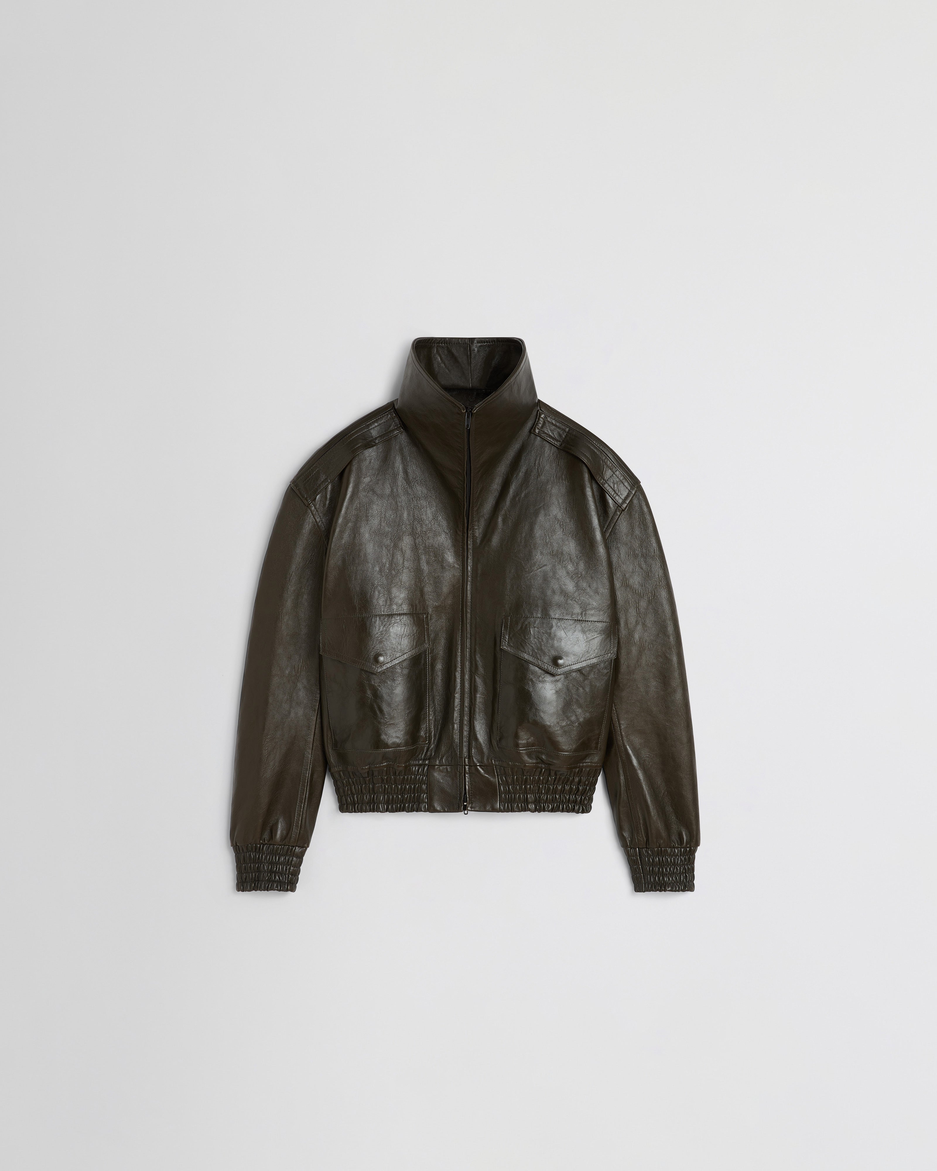 PHOEBE PHILO US | AVIATOR JACKET | dark emerald leather