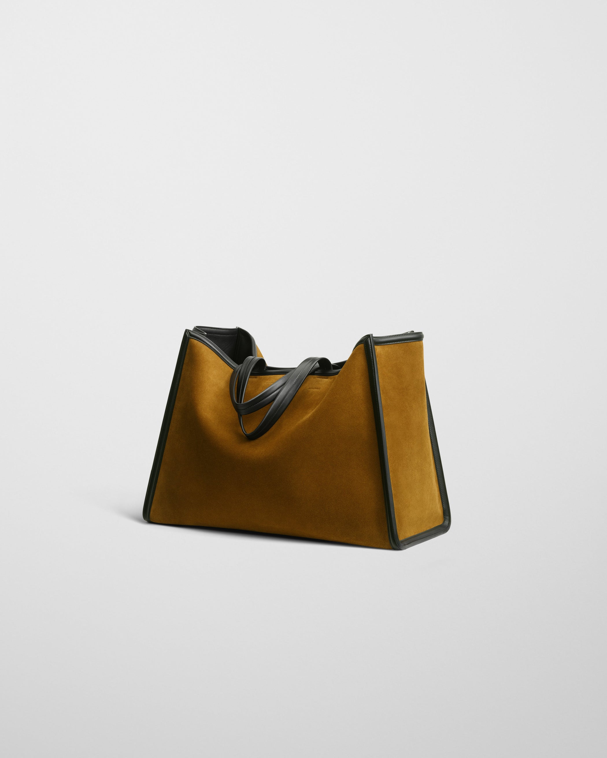 Side view of XL CABAS BAG in toffee suede