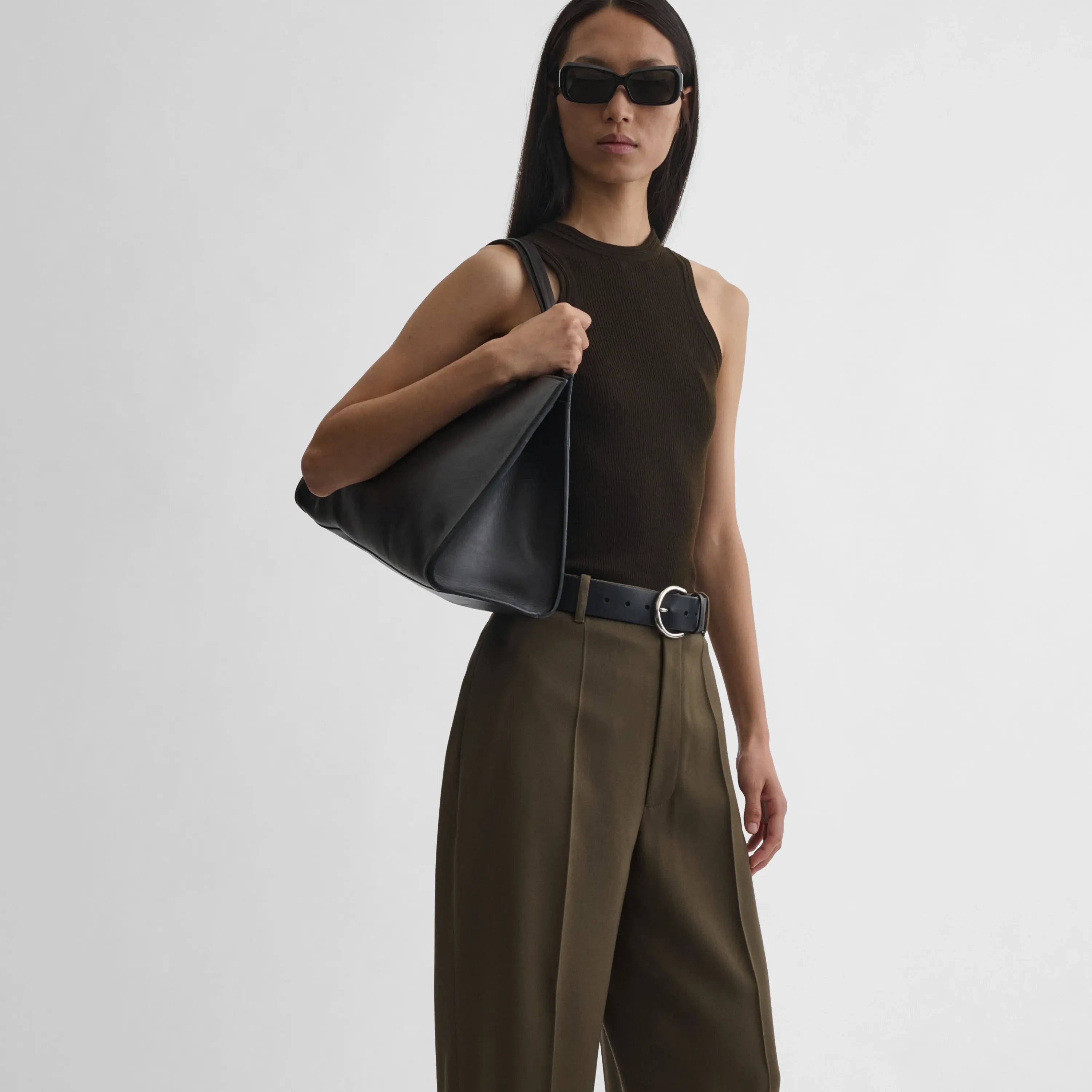 PHOEBE PHILO | MEDIUM KIT CABAS | BLACK LEATHER WITH SILVER PHOEBE PHILO | MEDIUM KIT CABAS | BLACK LEATHER WITH SILVER