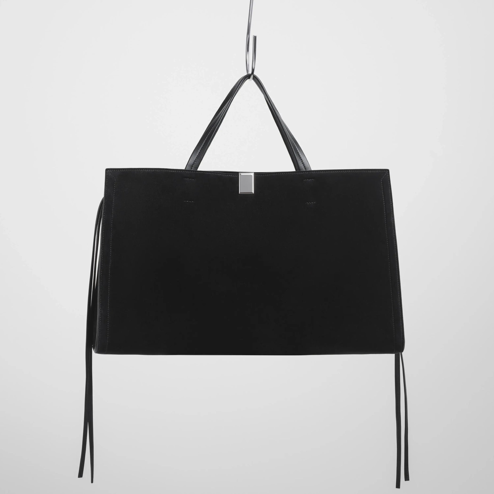 PHOEBE PHILO | MEDIUM KIT CABAS | BLACK LEATHER WITH SILVER PHOEBE PHILO | MEDIUM KIT CABAS | BLACK LEATHER WITH SILVER