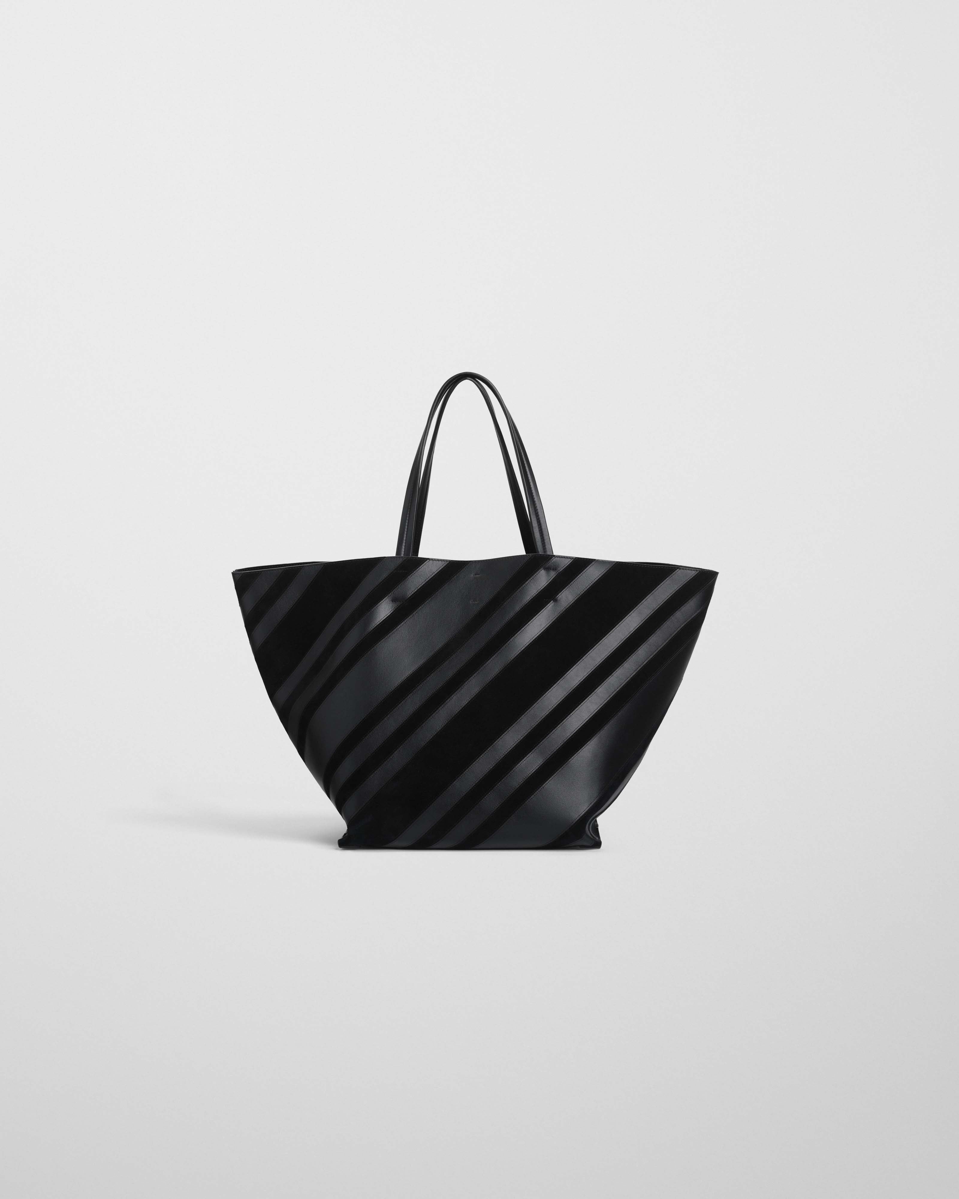 PHOEBE PHILO | BASKET CABAS | BLACK LEATHER AND TOFFEE SUEDE WITH
