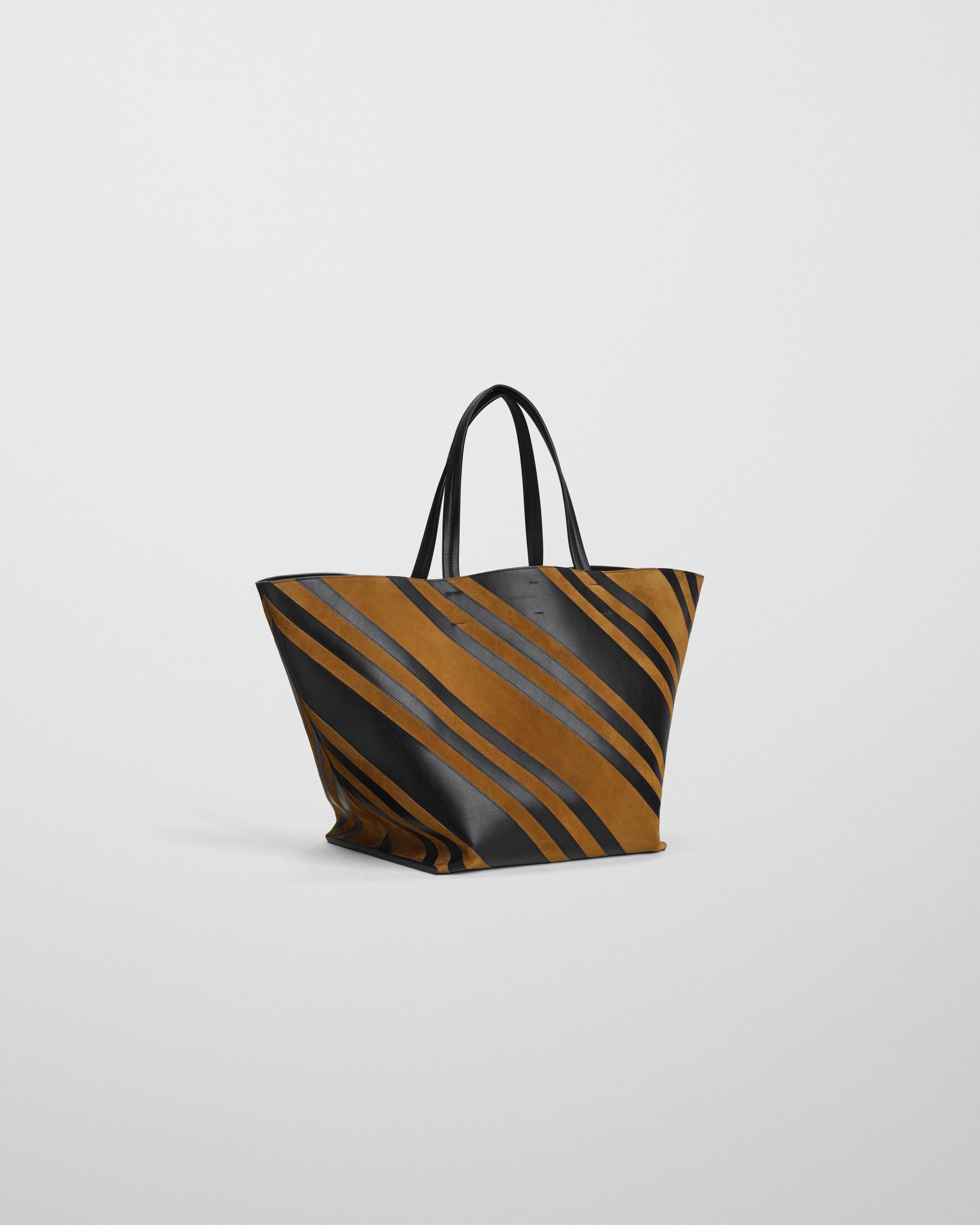 Bibiy MILLIE BASKET BAG BLACK ビビィ カゴバッグ PHOEBE PHILO | BASKET CABAS | BLACK LEATHER AND TOFFEE SUEDE WITH
