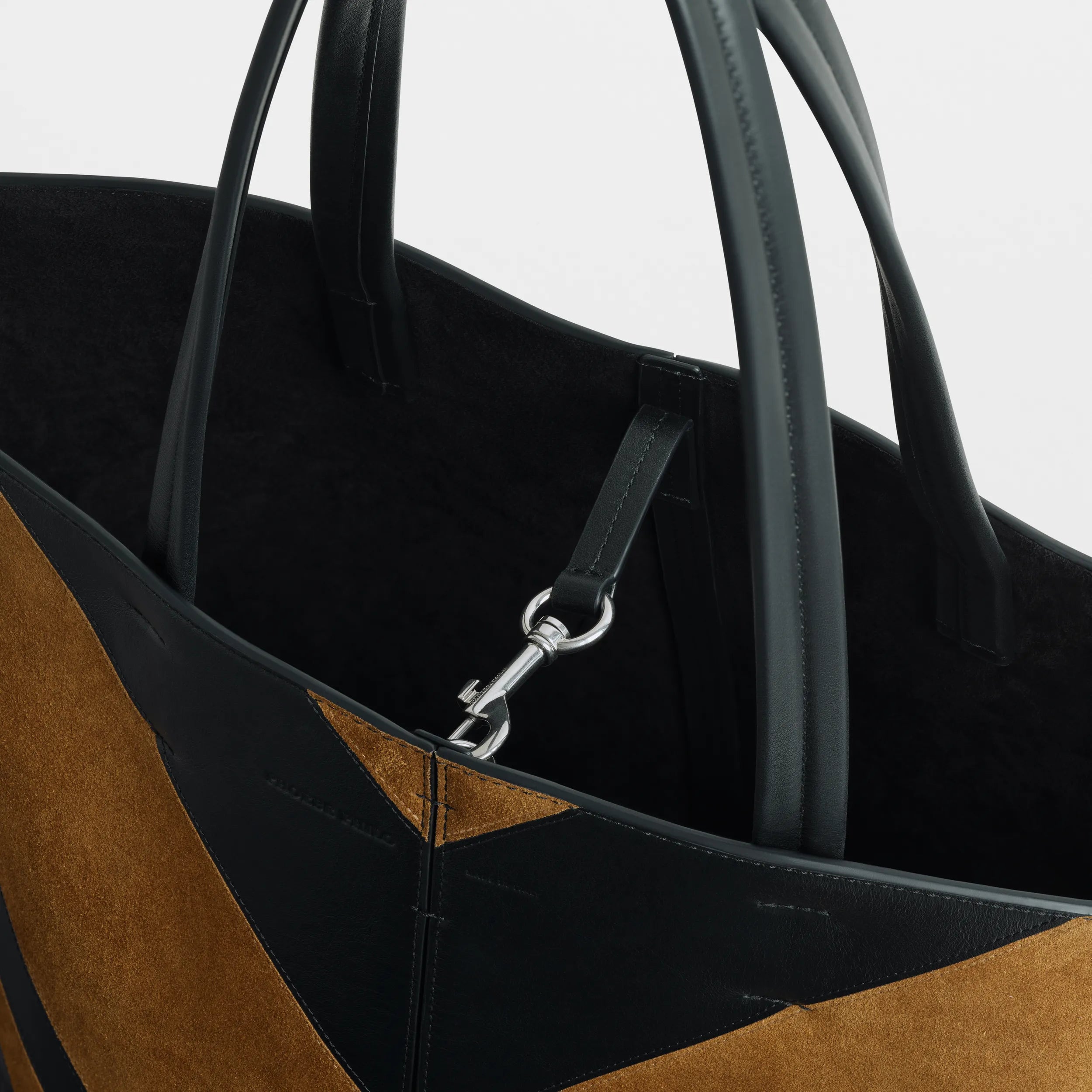 PHOEBE PHILO | POT CABAS | BLACK LEATHER AND TOFFEE SUEDE PHOEBE PHILO | POT CABAS | BLACK LEATHER AND TOFFEE SUEDE