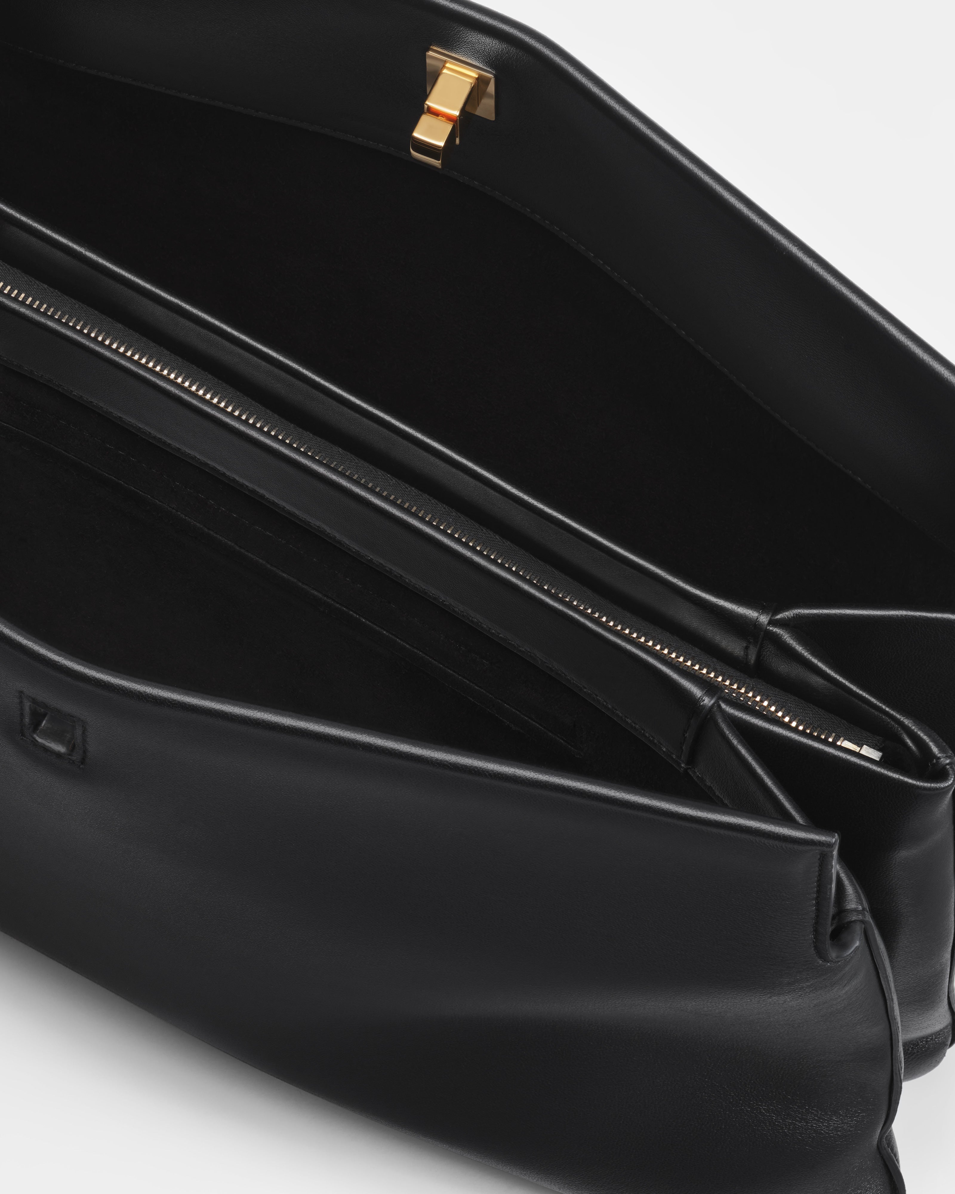 PHOEBE PHILO | TRIPLEX CLUTCH | BLACK LEATHER WITH GOLD