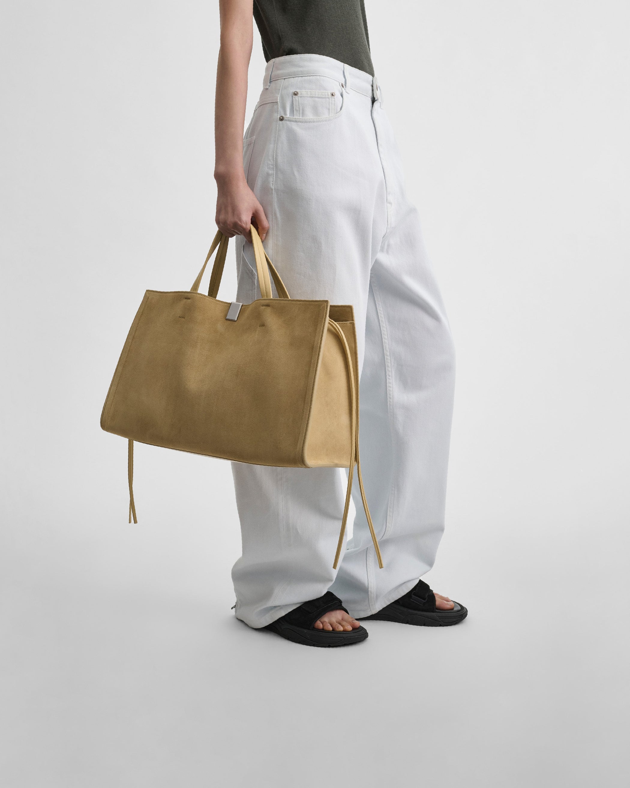 View of MEDIUM KIT CABAS in blonde suede