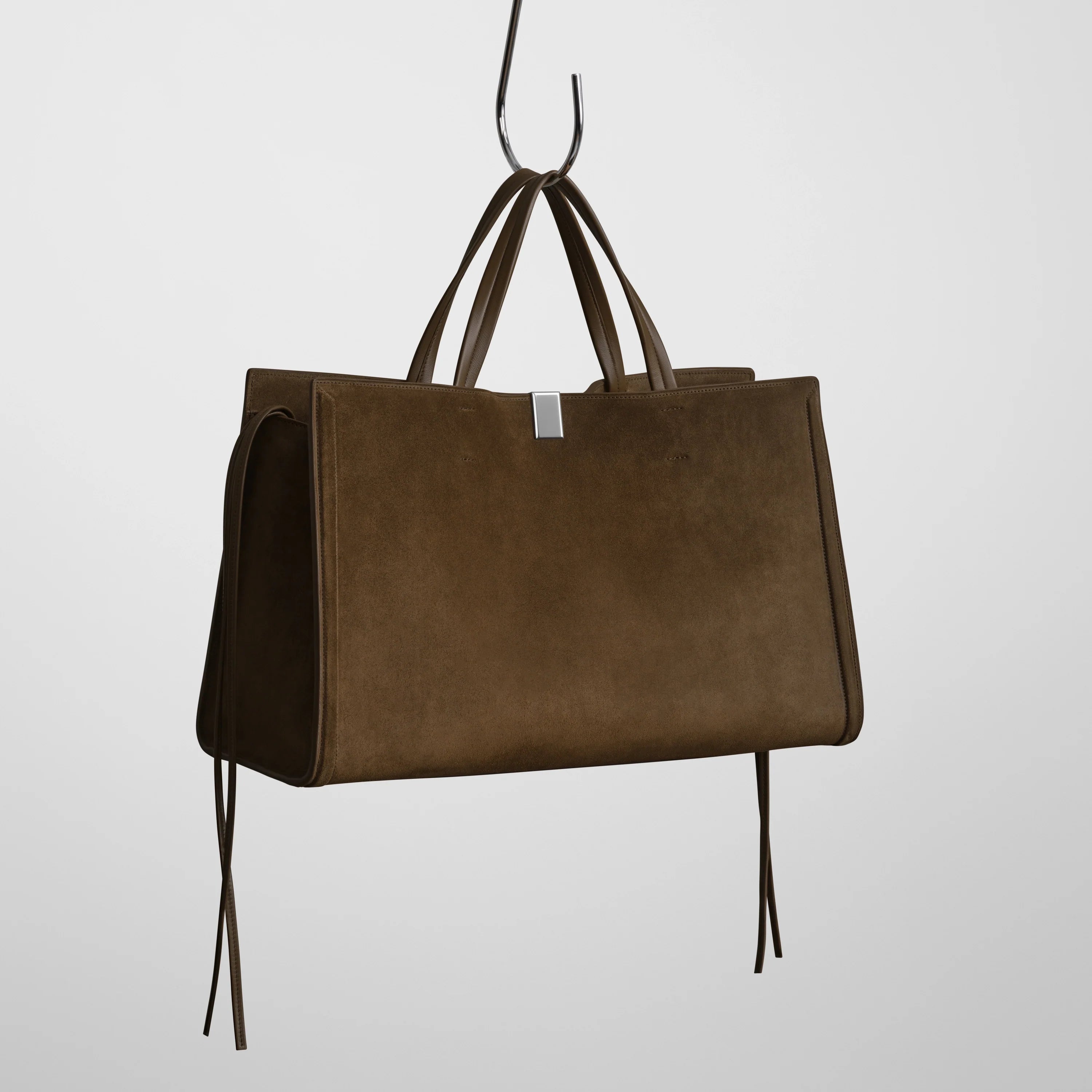 海外希少【PHOEBE PHILO】ミディアムキットキャバス ショルダー PHOEBE PHILO | MEDIUM KIT CABAS | KHAKI SUEDE WITH SILVER