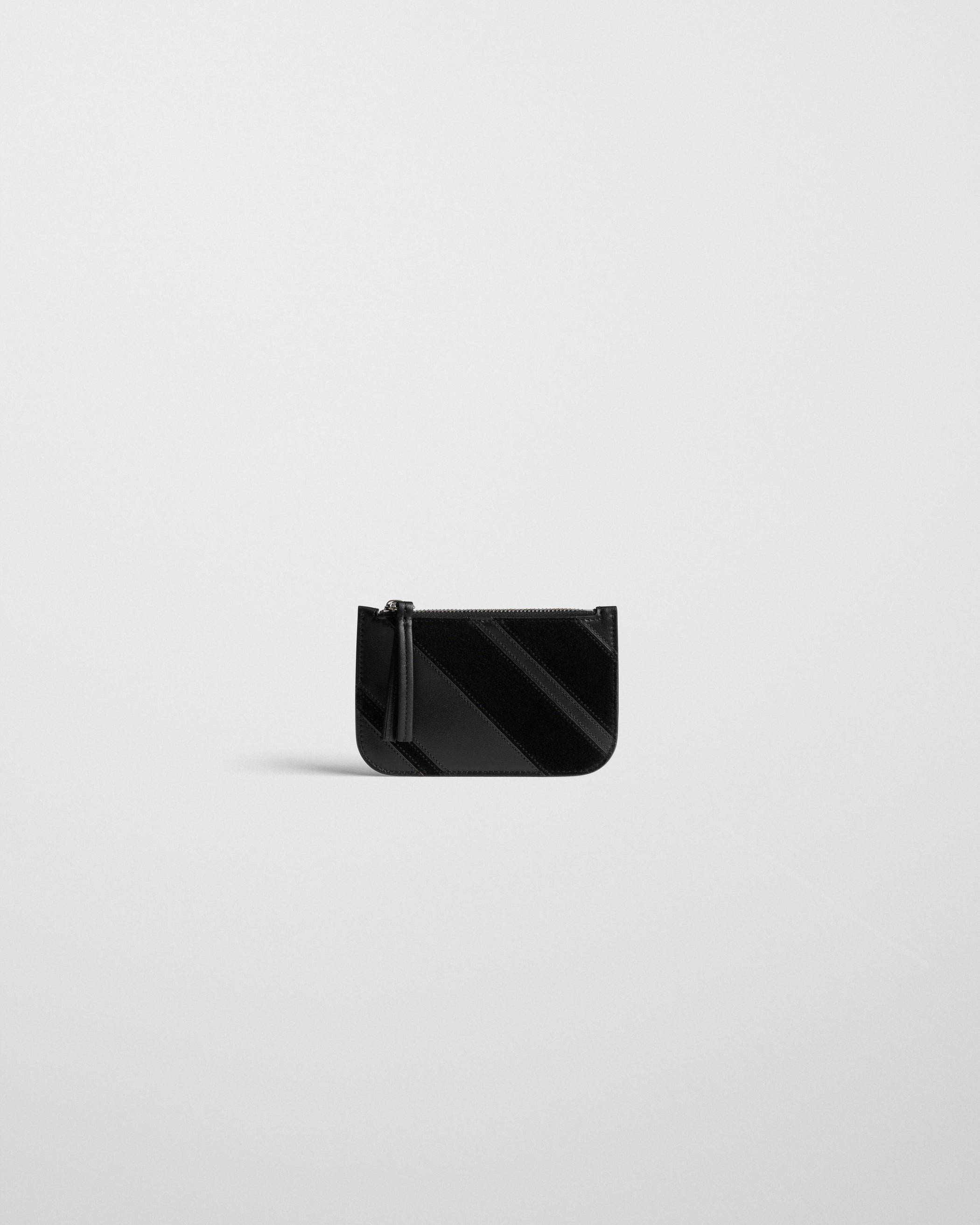 Front view of POCKET CARD HOLDER in black leather