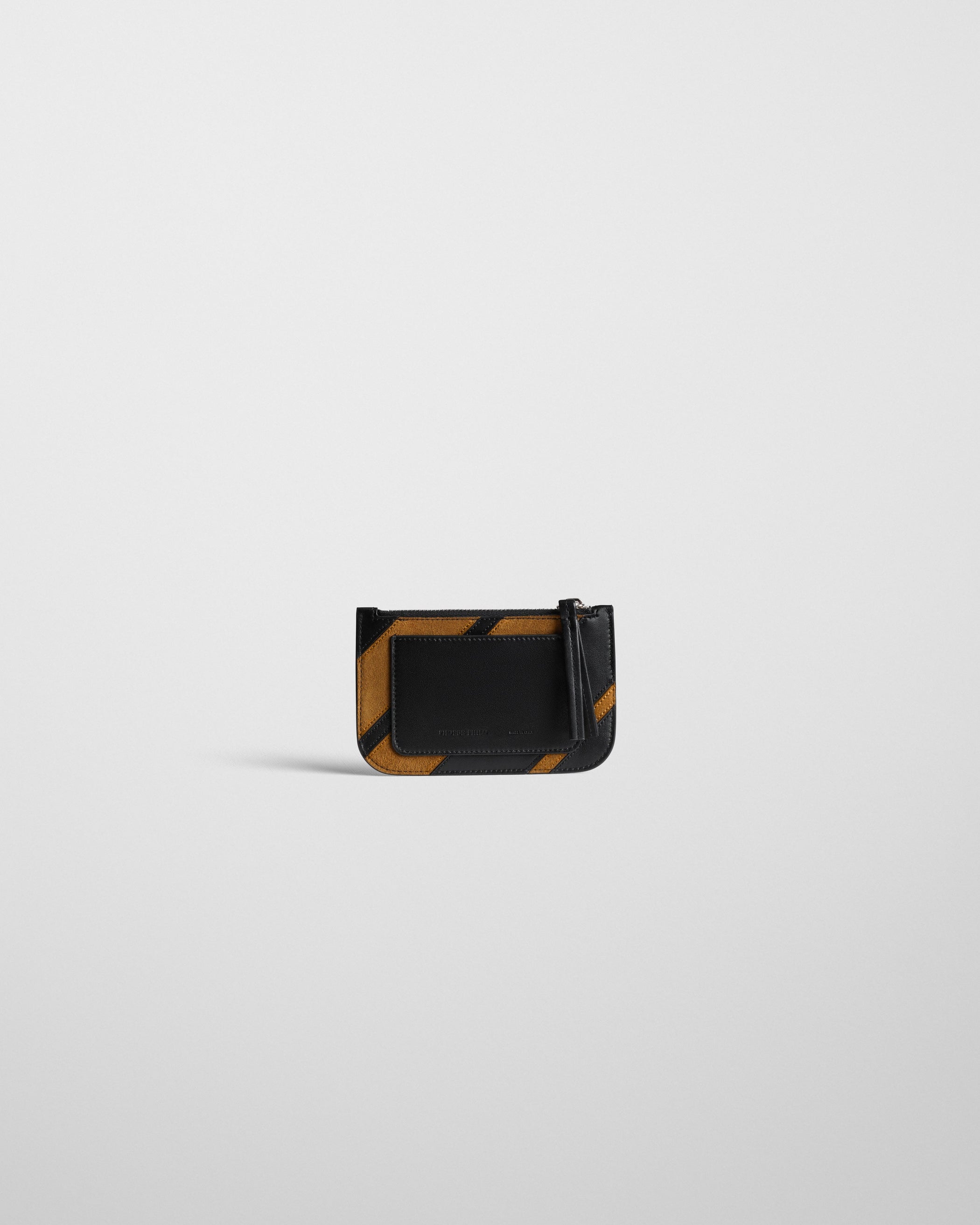 Back view of POCKET CARD HOLDER in toffee/black leather