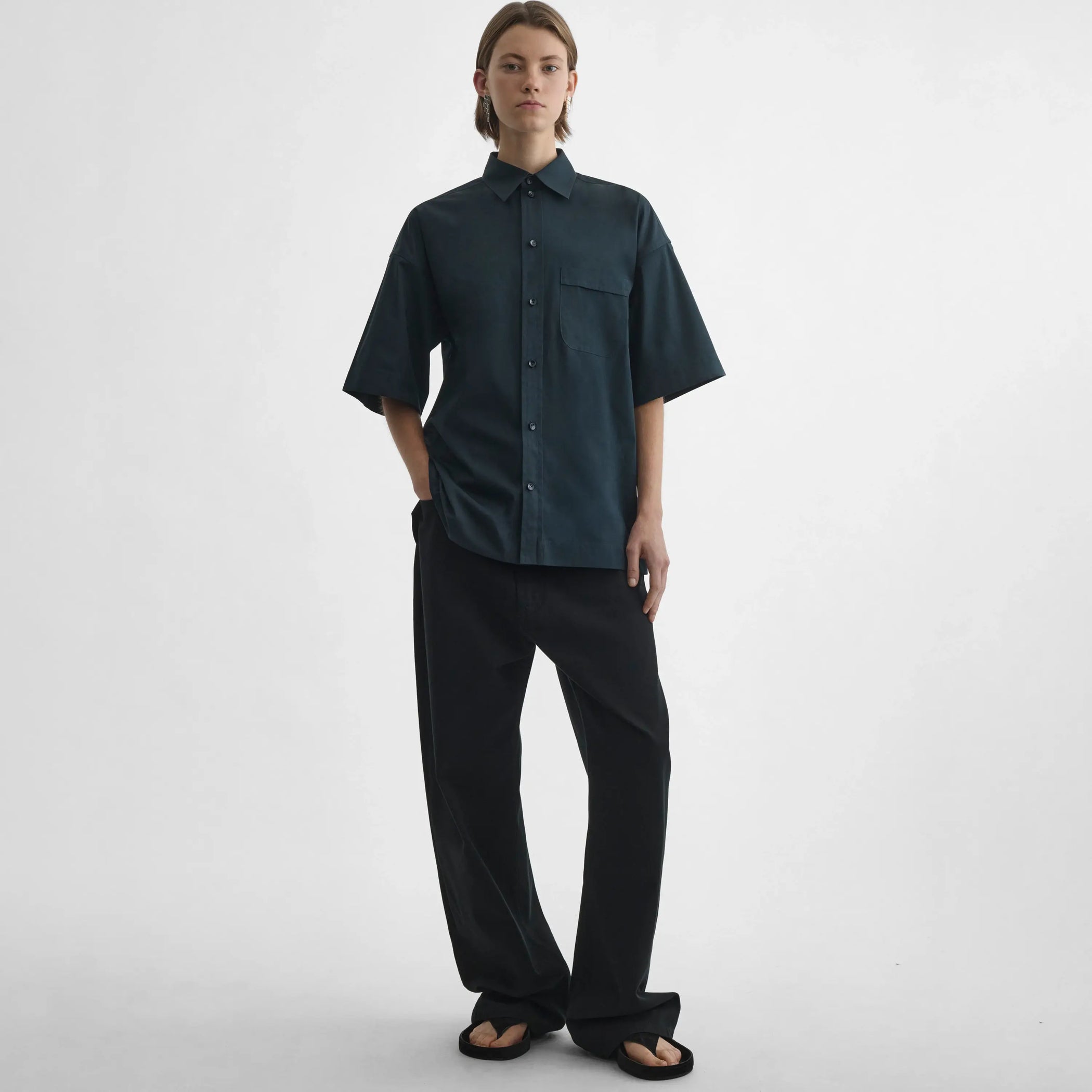 【MODERNIF】Witches Pigment Short Sleeve Shirt PHOEBE PHILO | SHORT SLEEVE SHIRT | MIDNIGHT COTTON
