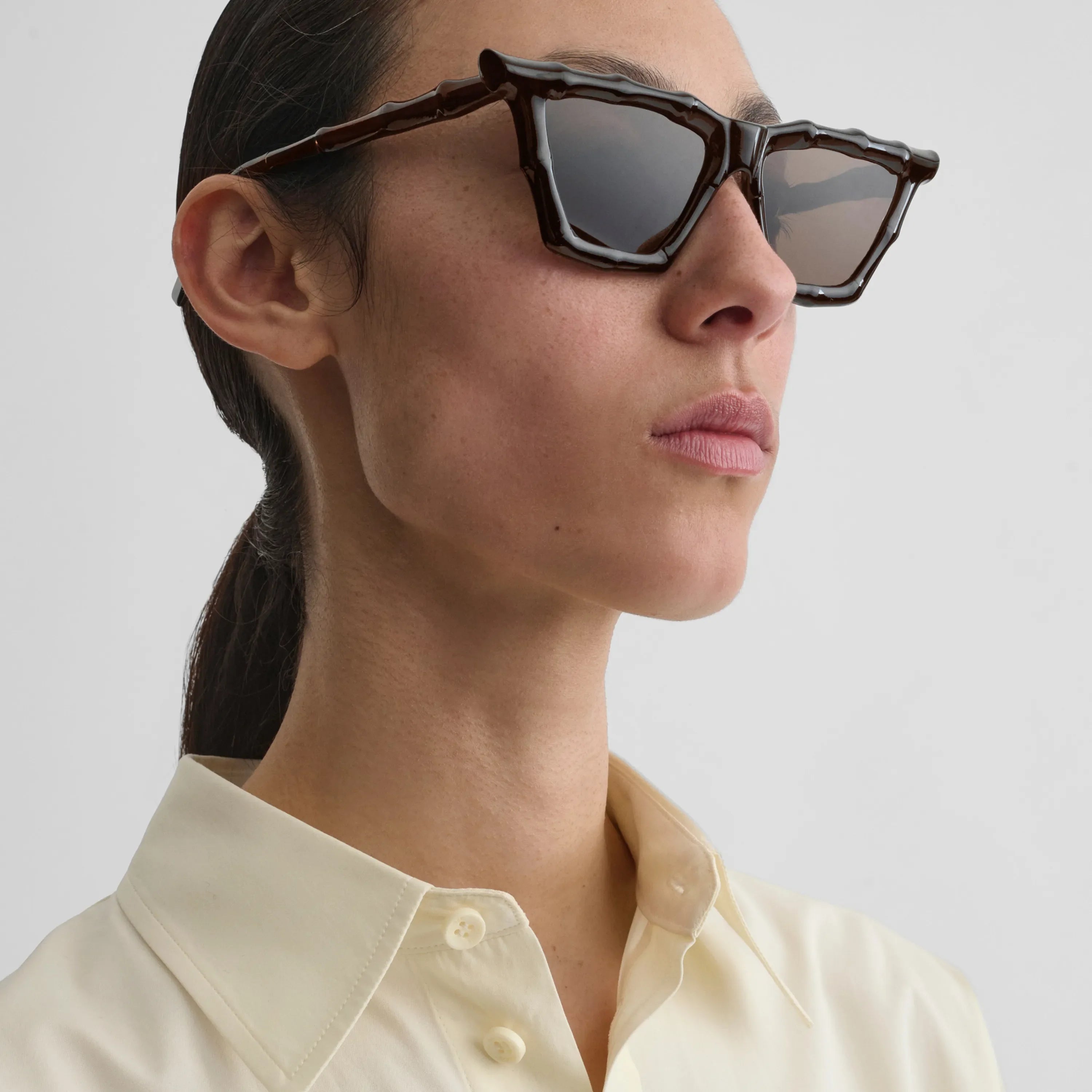 海外希少【PHOEBE PHILO】バンブーサングラス ブラウン PHOEBE PHILO | BAMBOO SUNGLASSES | DARK BROWN RILSAN