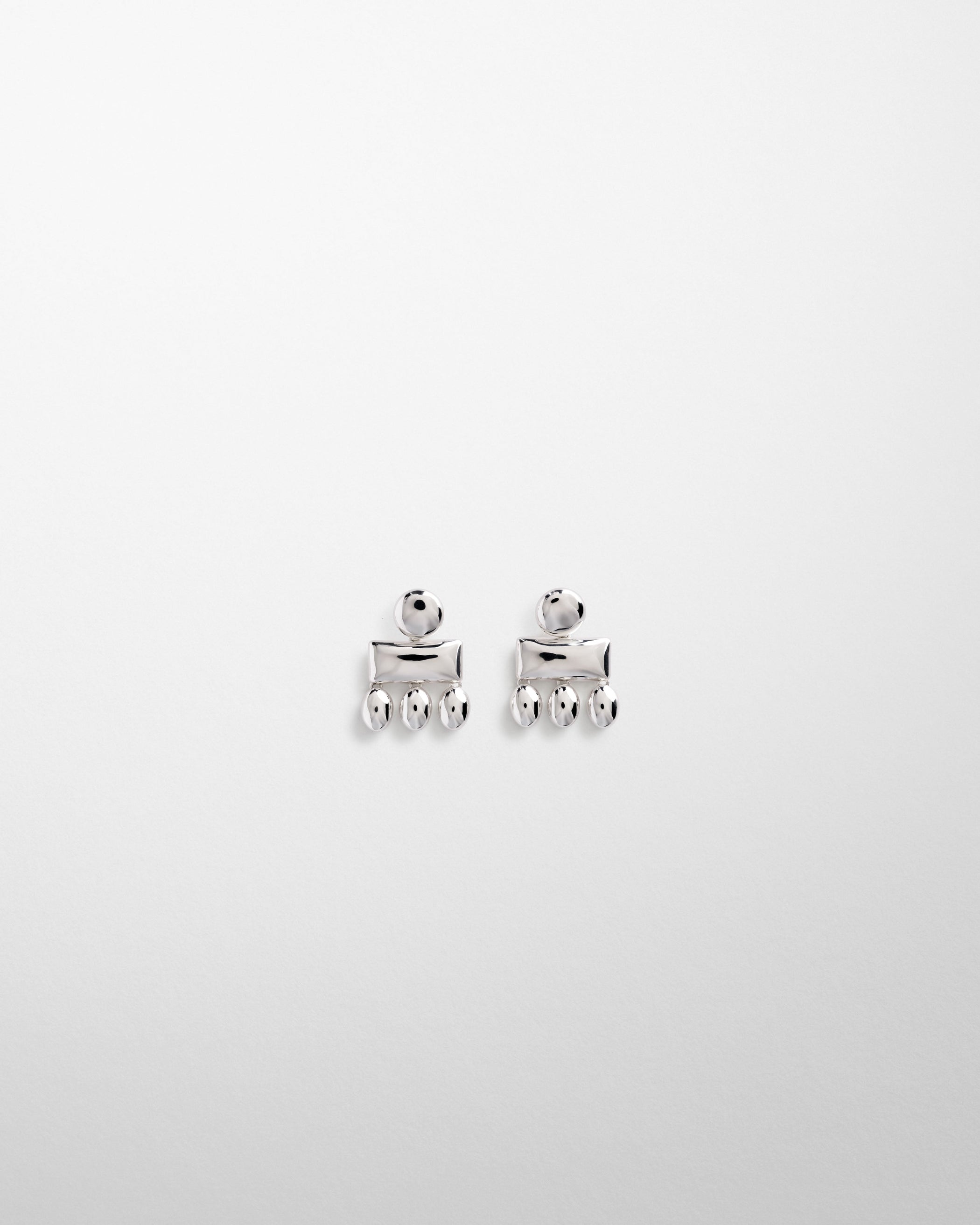 Flat front view of MINI CHANDELIER EARRINGS in sterling silver