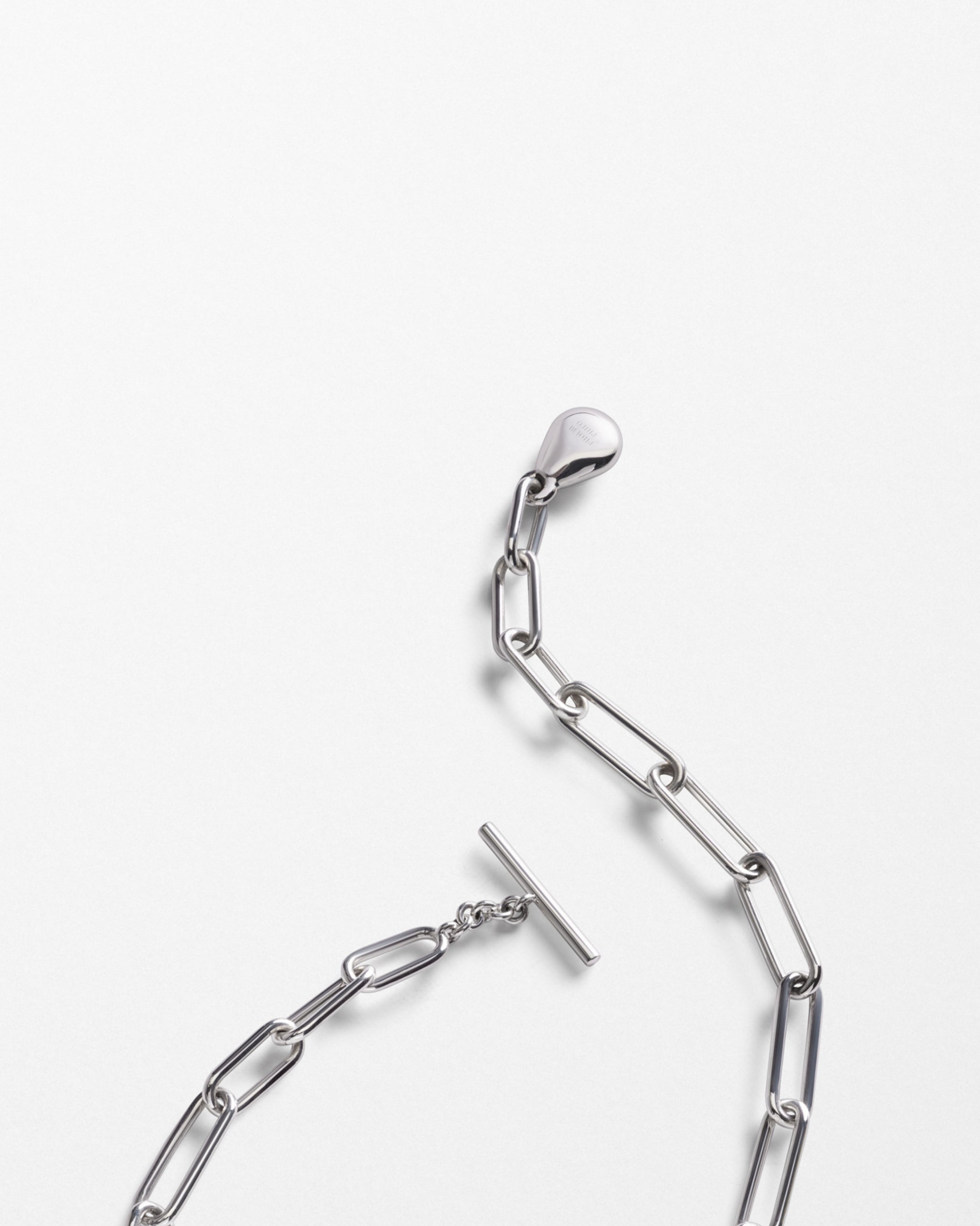 Close up view of MEDALLION NECKLACE in sterling silver