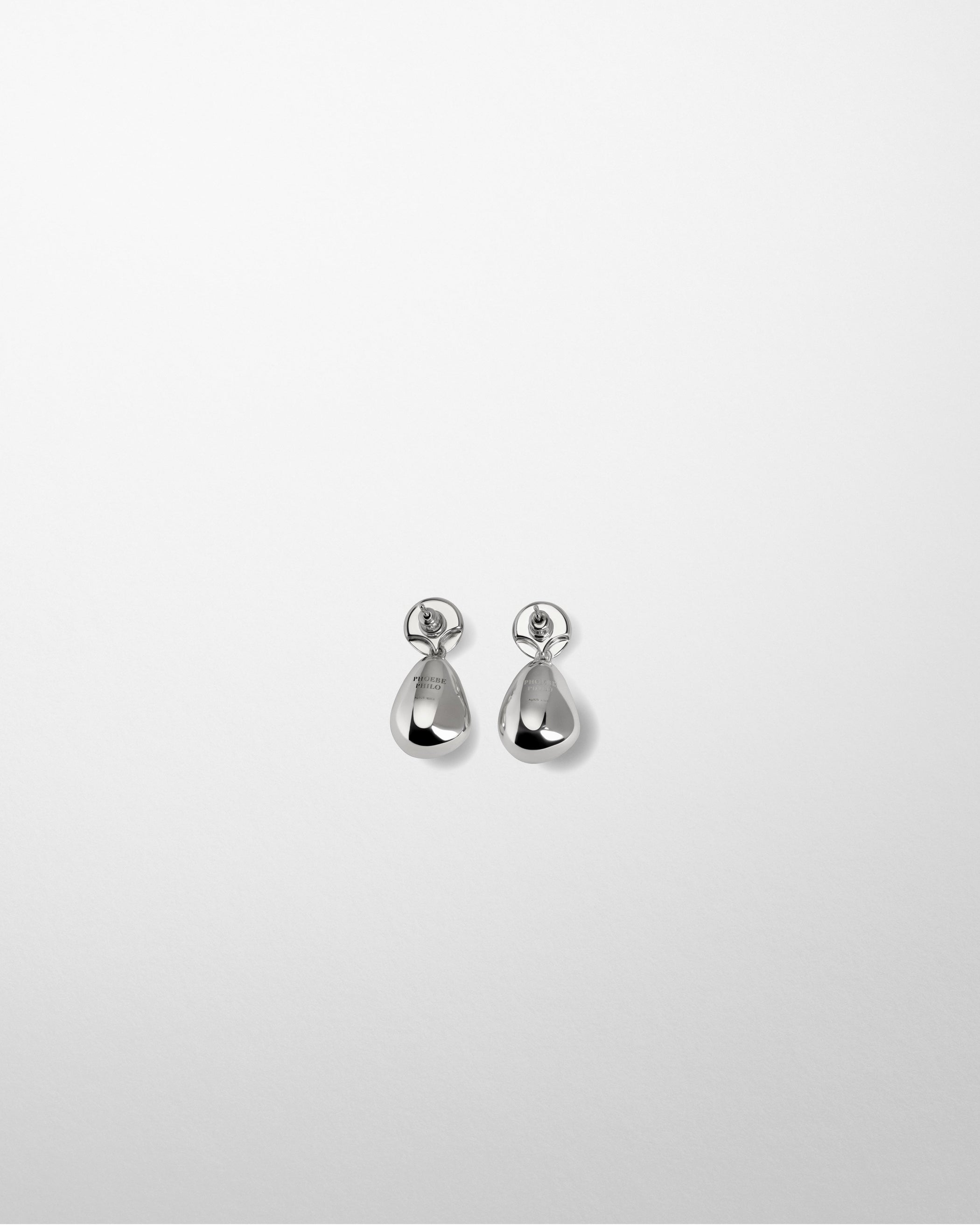 Flat back view of DOUBLE BALL EARRINGS in sterling silver