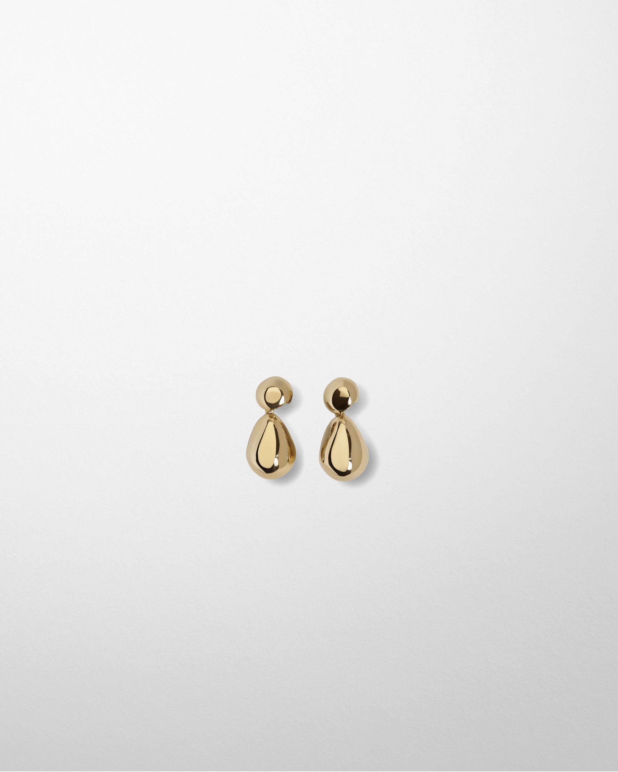 Flat front view of DOUBLE BALL EARRINGS in gold plated sterling silver