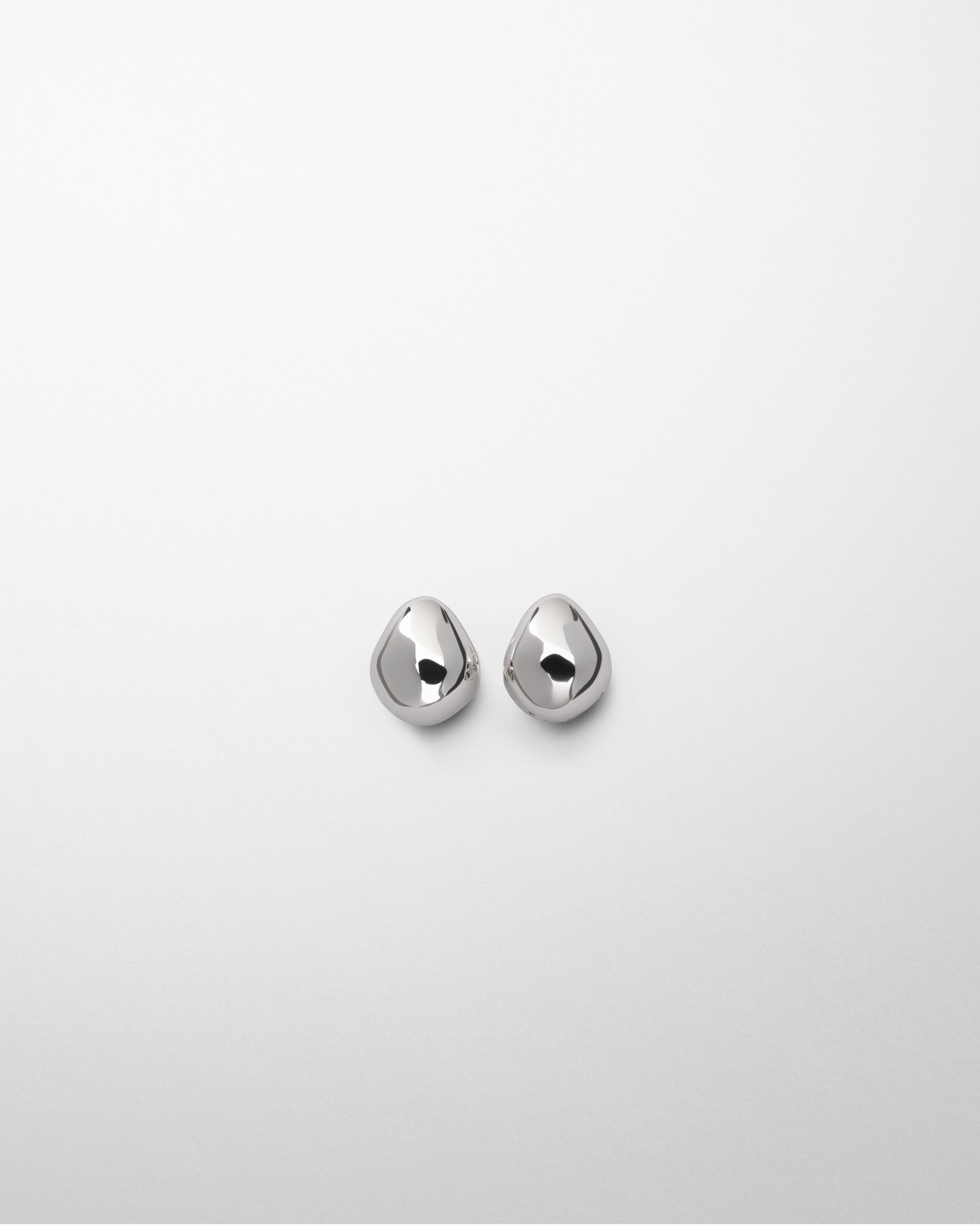 Flat front view of PEBBLE STUD EARRINGS in sterling silver
