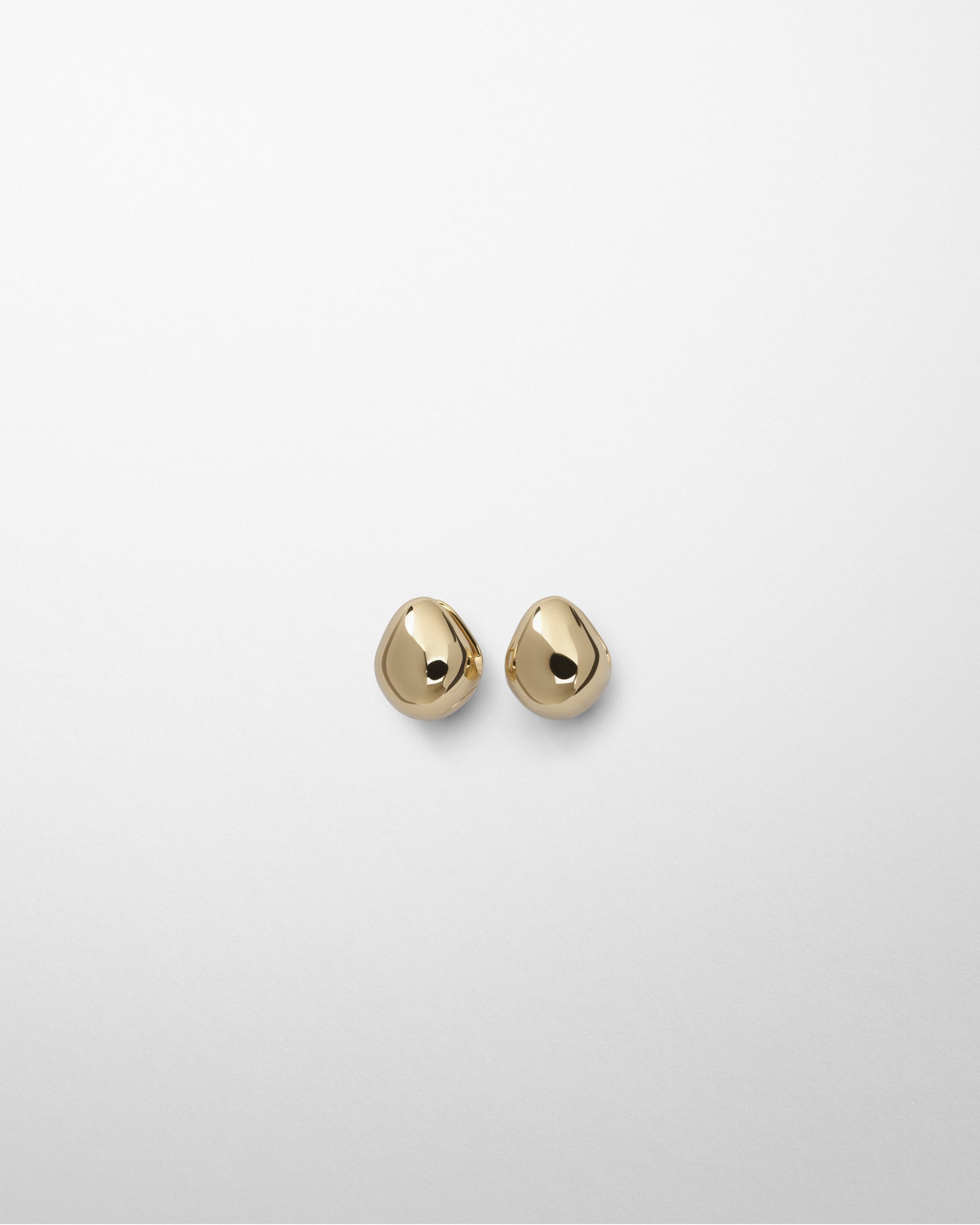 Flat front view of PEBBLE STUD EARRINGS in gold plated sterling silver
