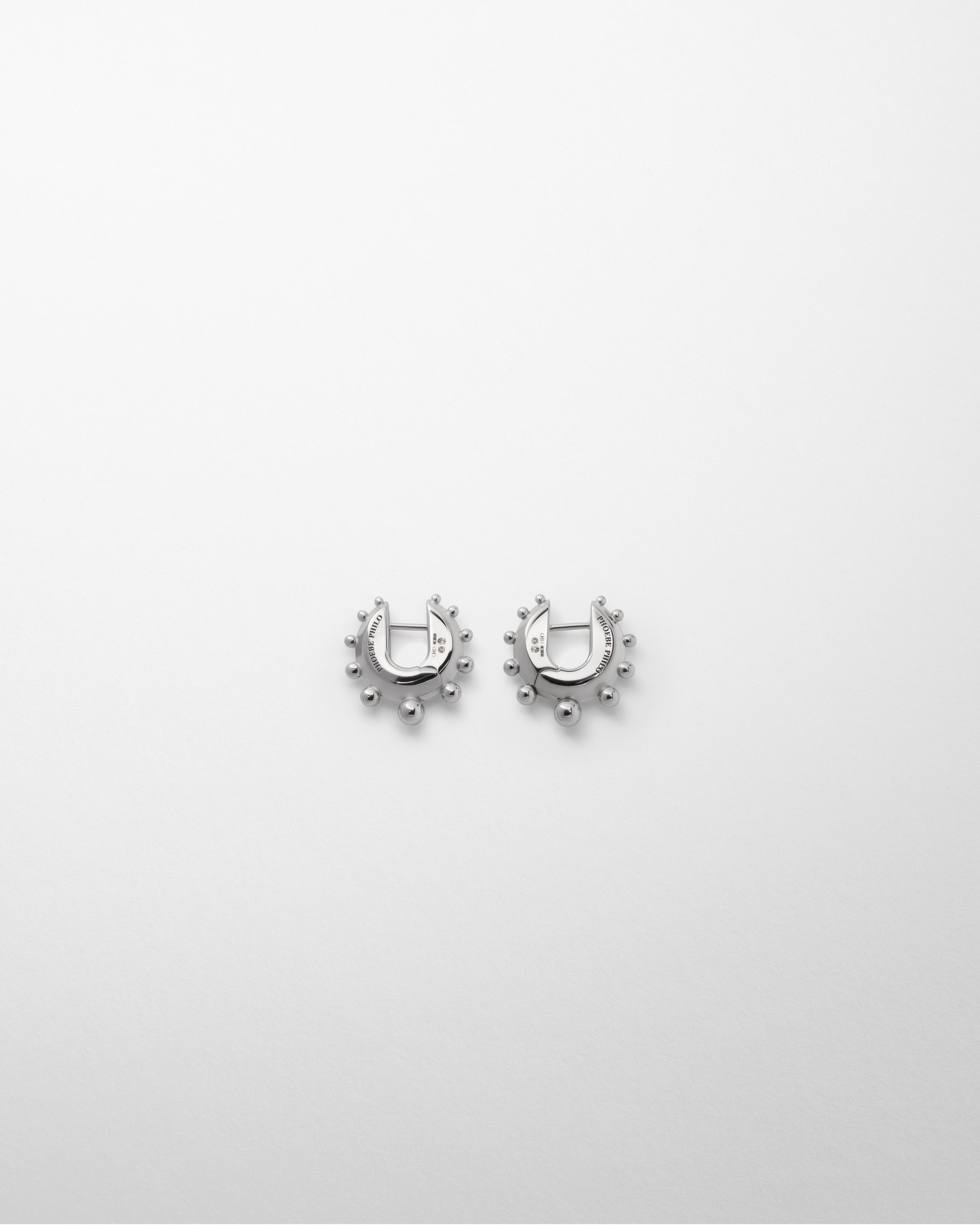 Flat back view of BEADED HOOP EARRINGS SMALL in sterling silver
