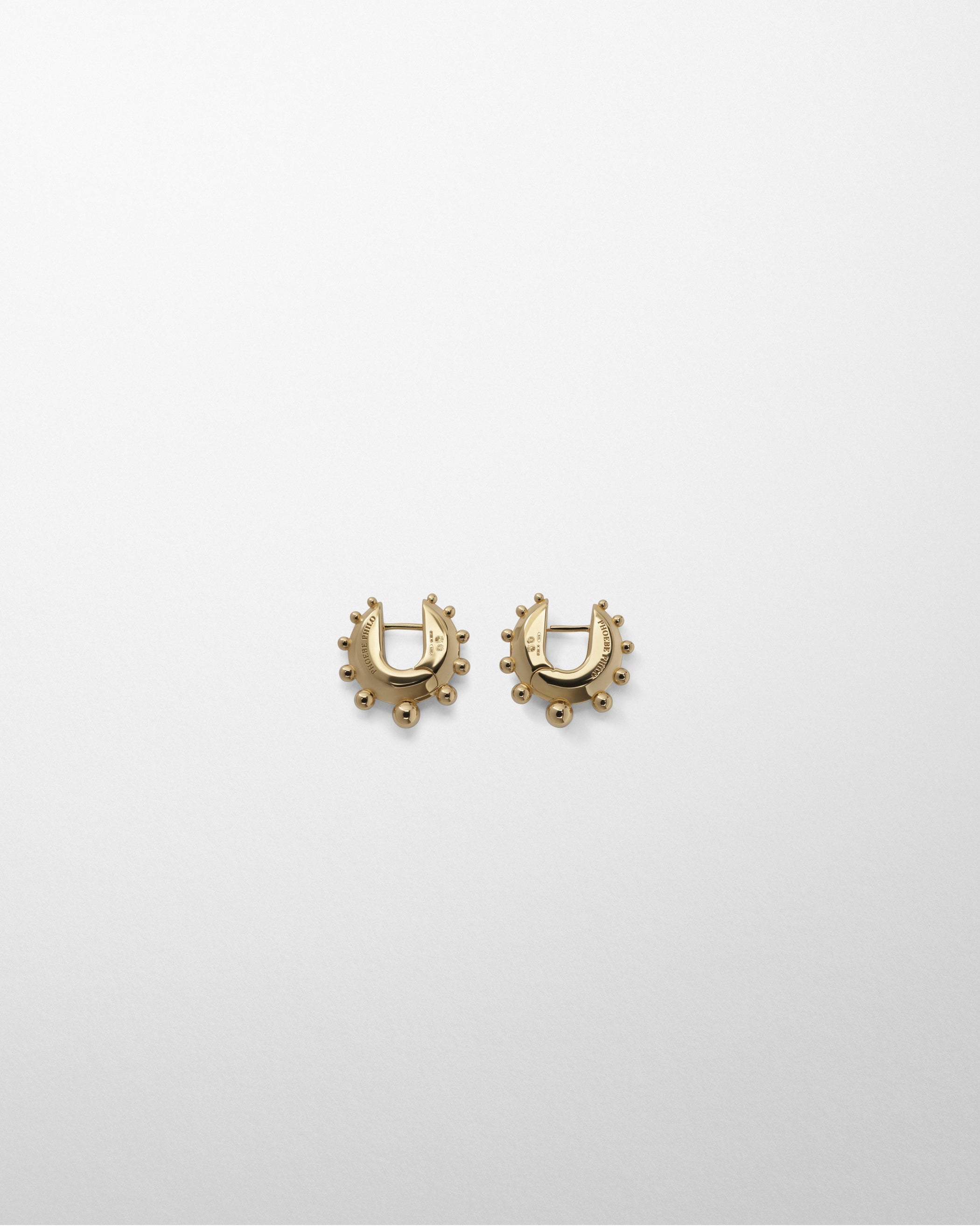 Flat back view of BEADED HOOP EARRINGS SMALL in gold
