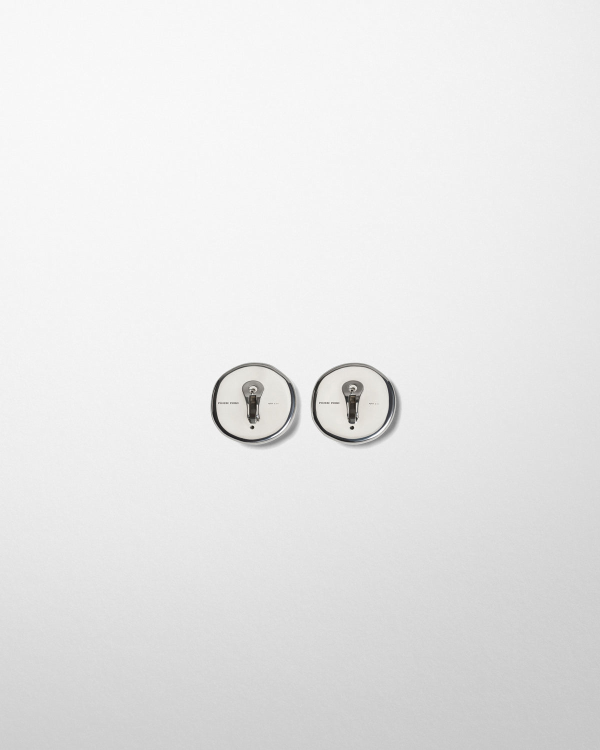 Flat back view of MEDALLION DISH EARRINGS in sterling silver