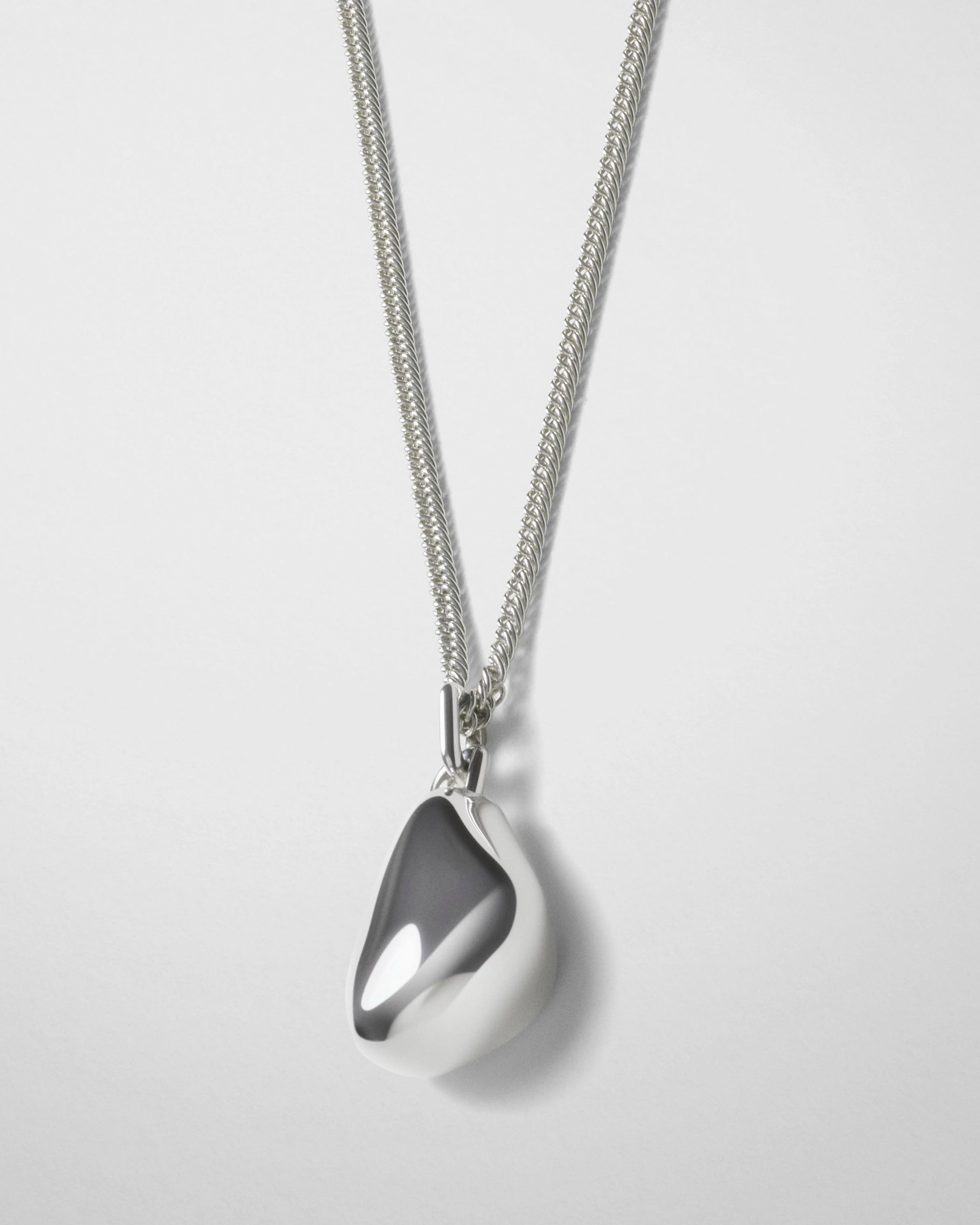 Detail view of SMALL PEBBLE PENDANT in sterling silver