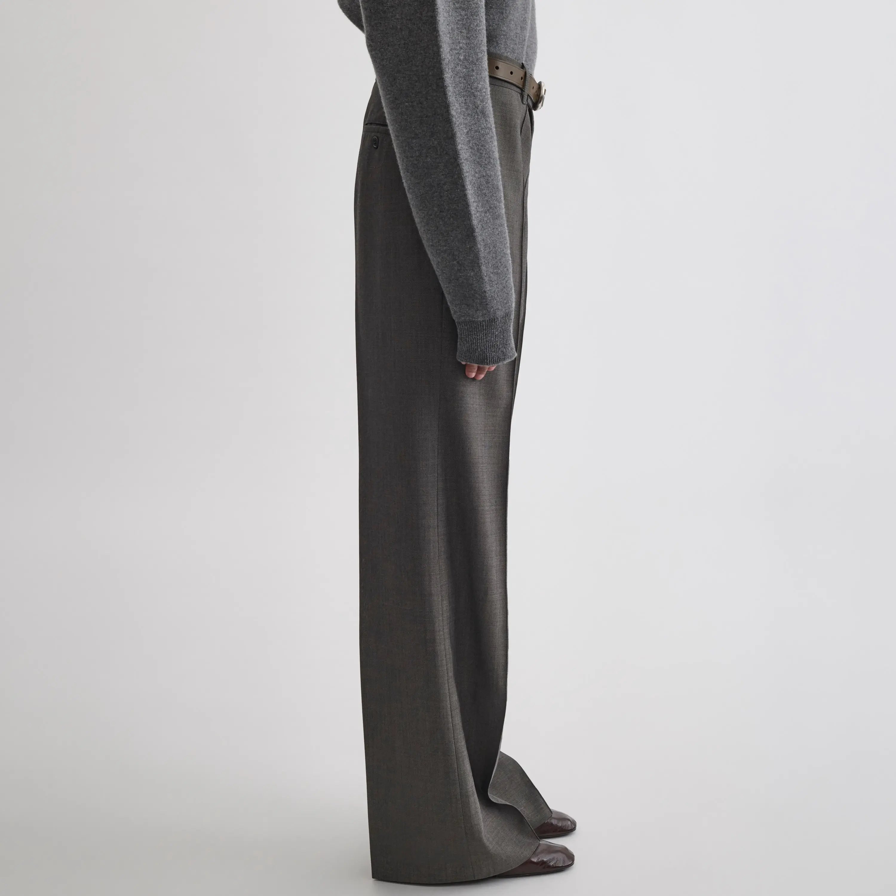 PHOEBE PHILO | BOYISH TAILORED TROUSERS | DARK TAUPE WOOL PHOEBE PHILO | BOYISH TAILORED TROUSERS | DARK TAUPE WOOL