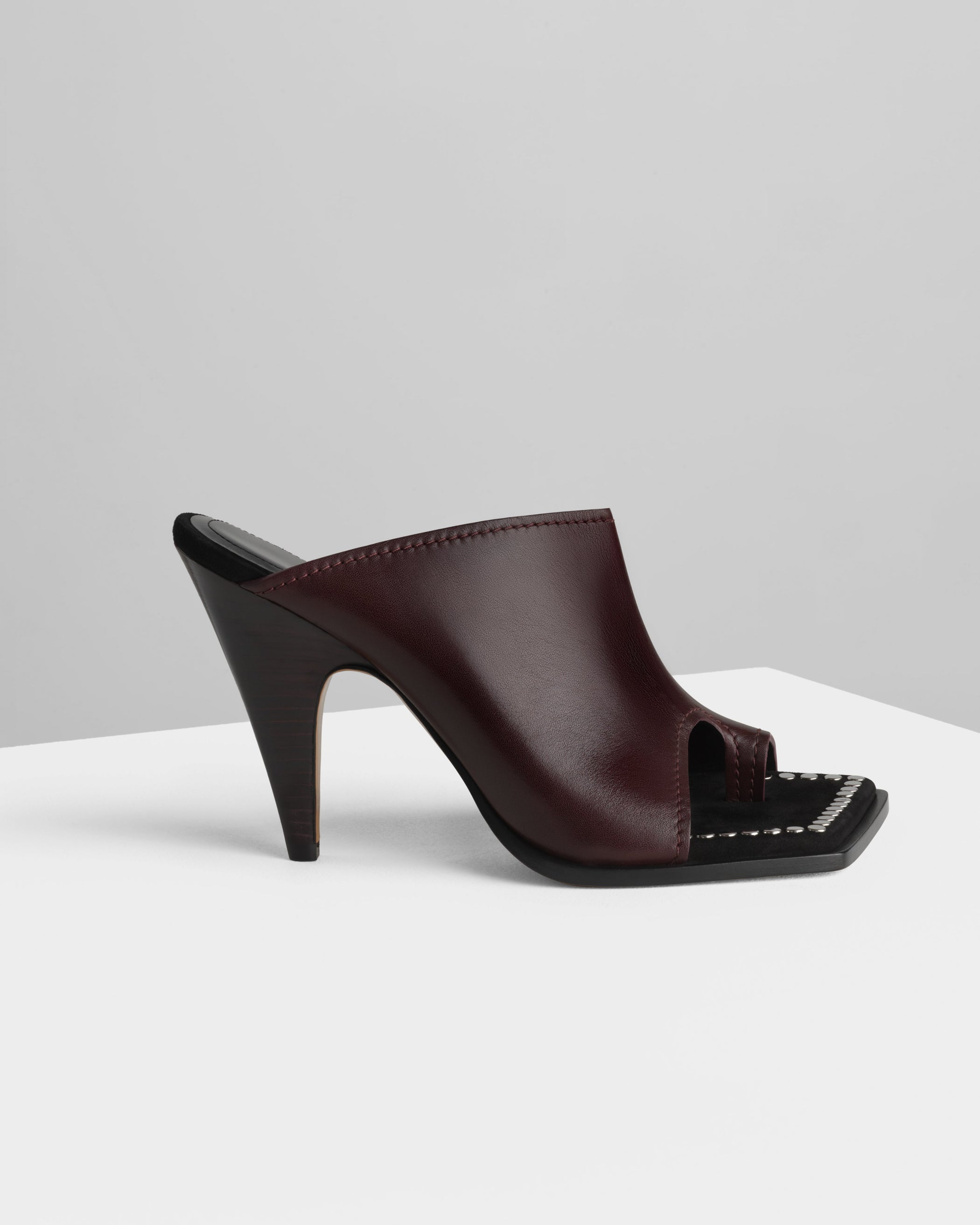 Side view of BOLO MULE 105 in oxblood leather