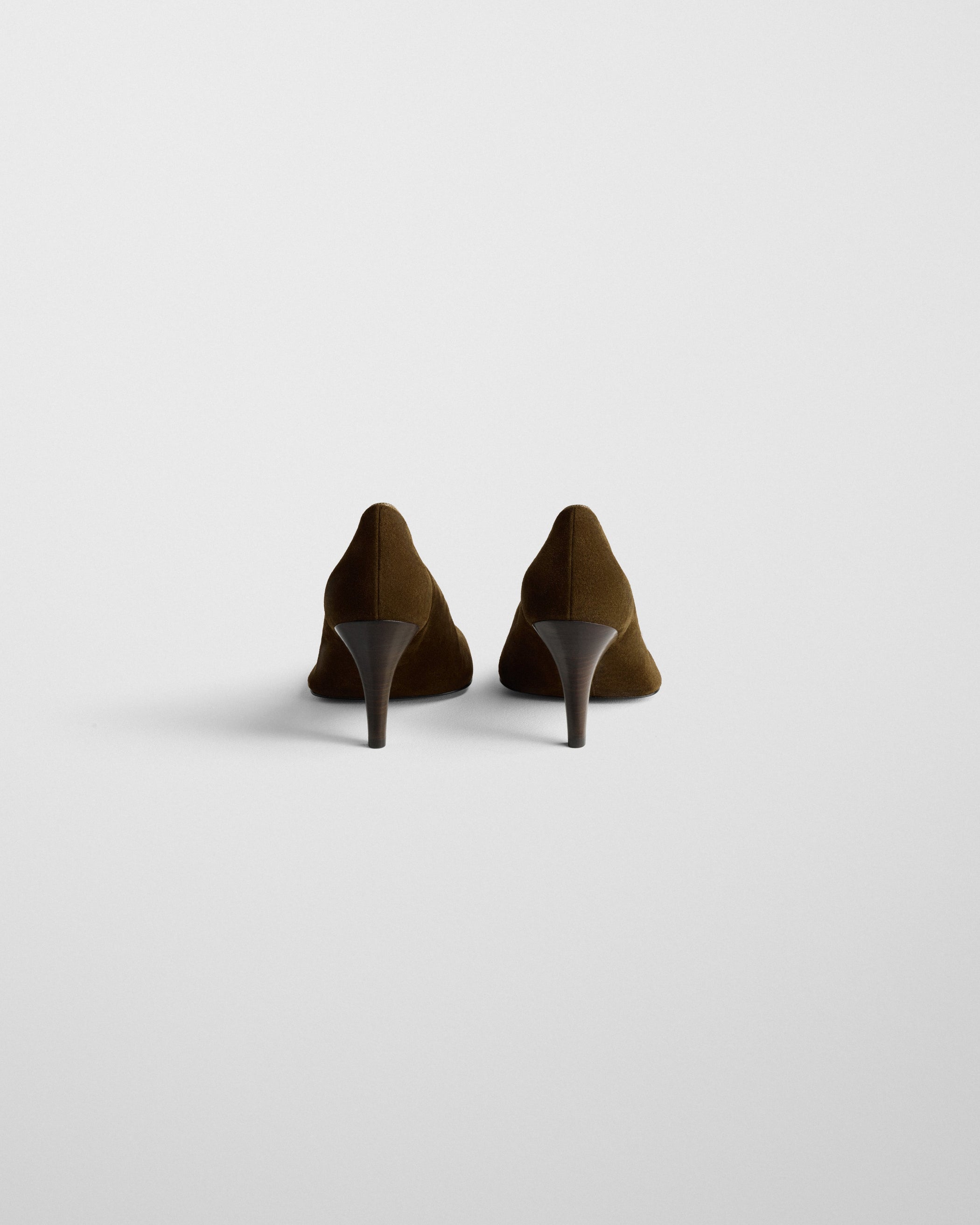 Back view of SOFT PUMP in dark khaki suede