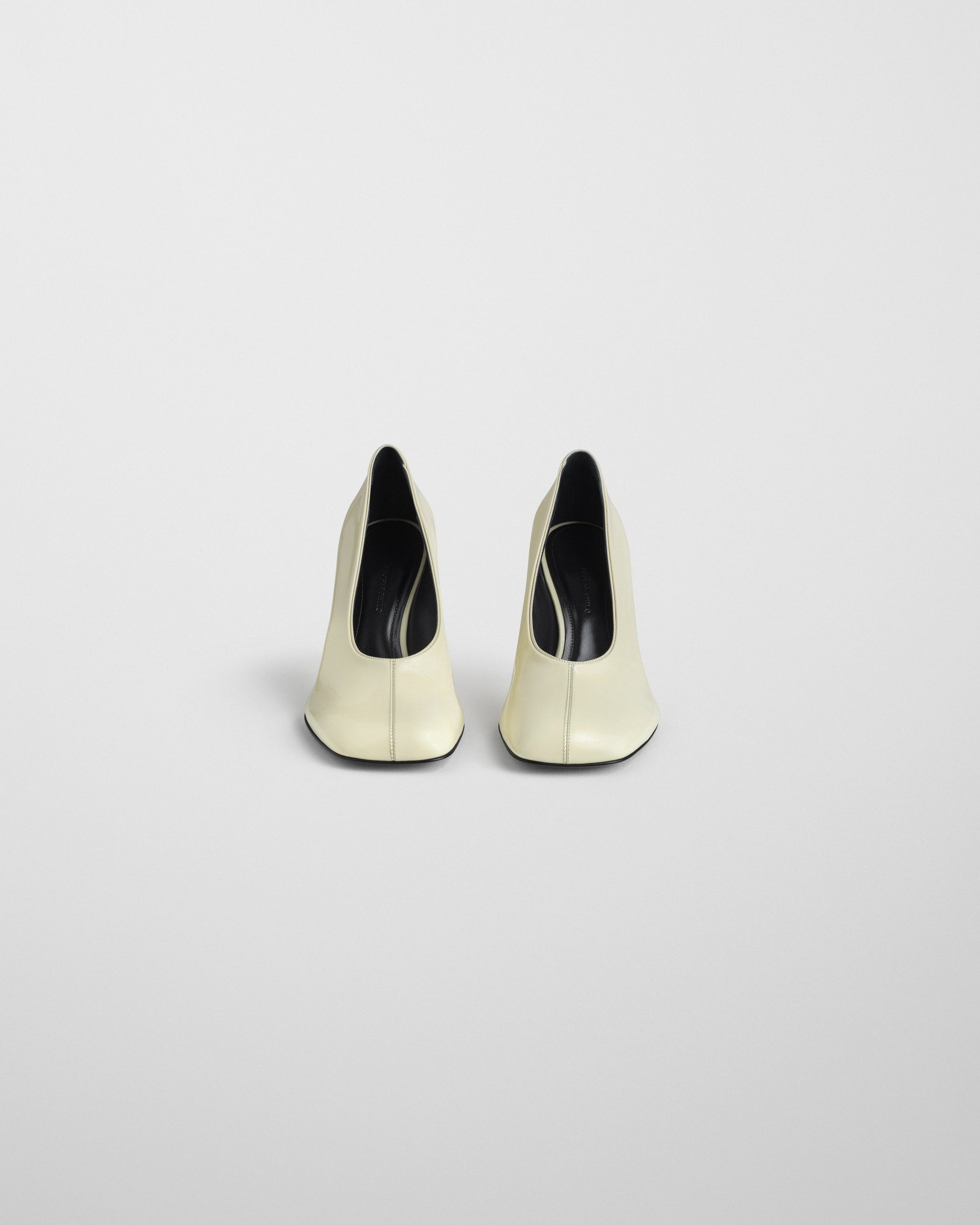 Front view of SOFT PUMP in cream patent leather