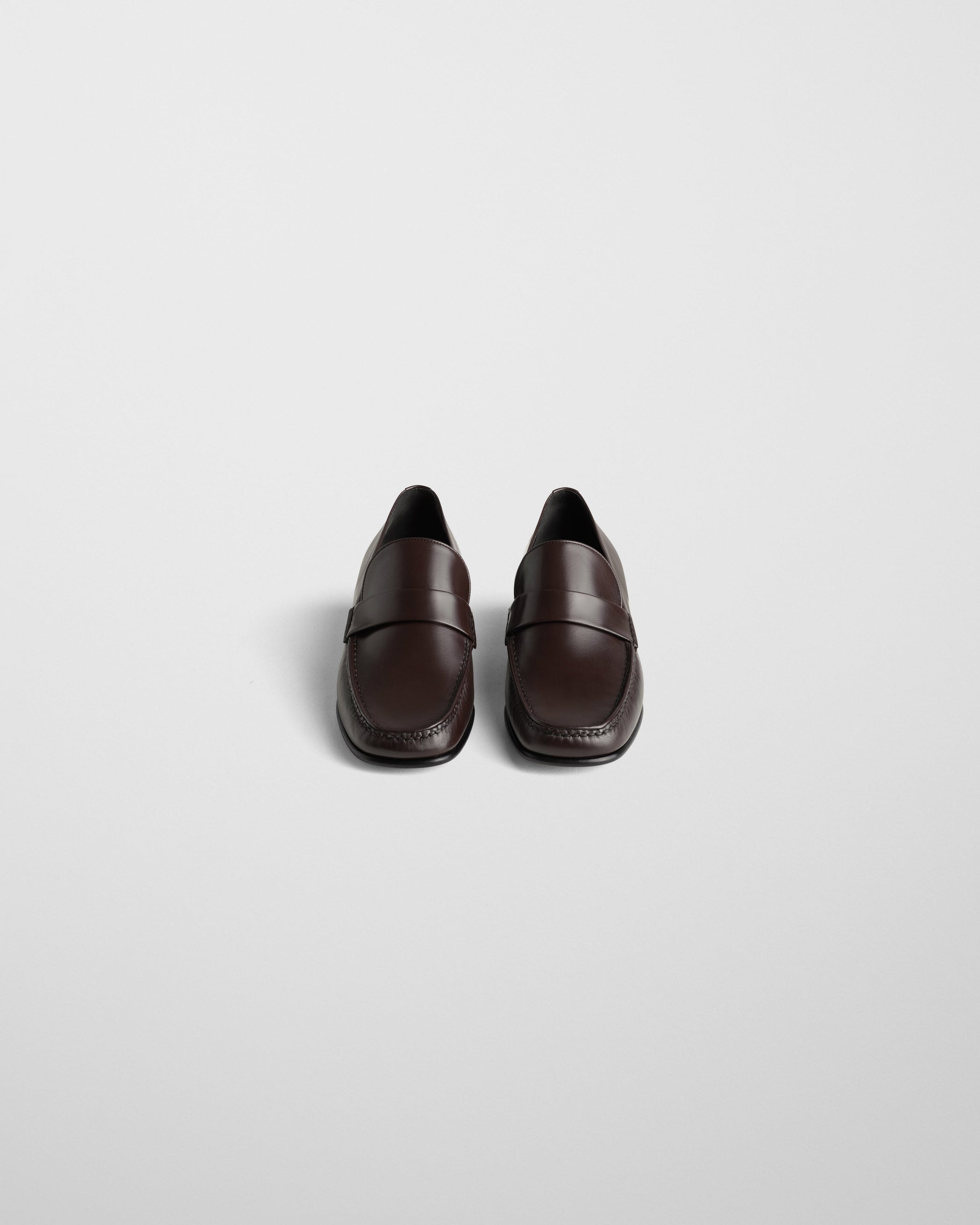 Front view of MAN'S LOAFER in chocolate leather