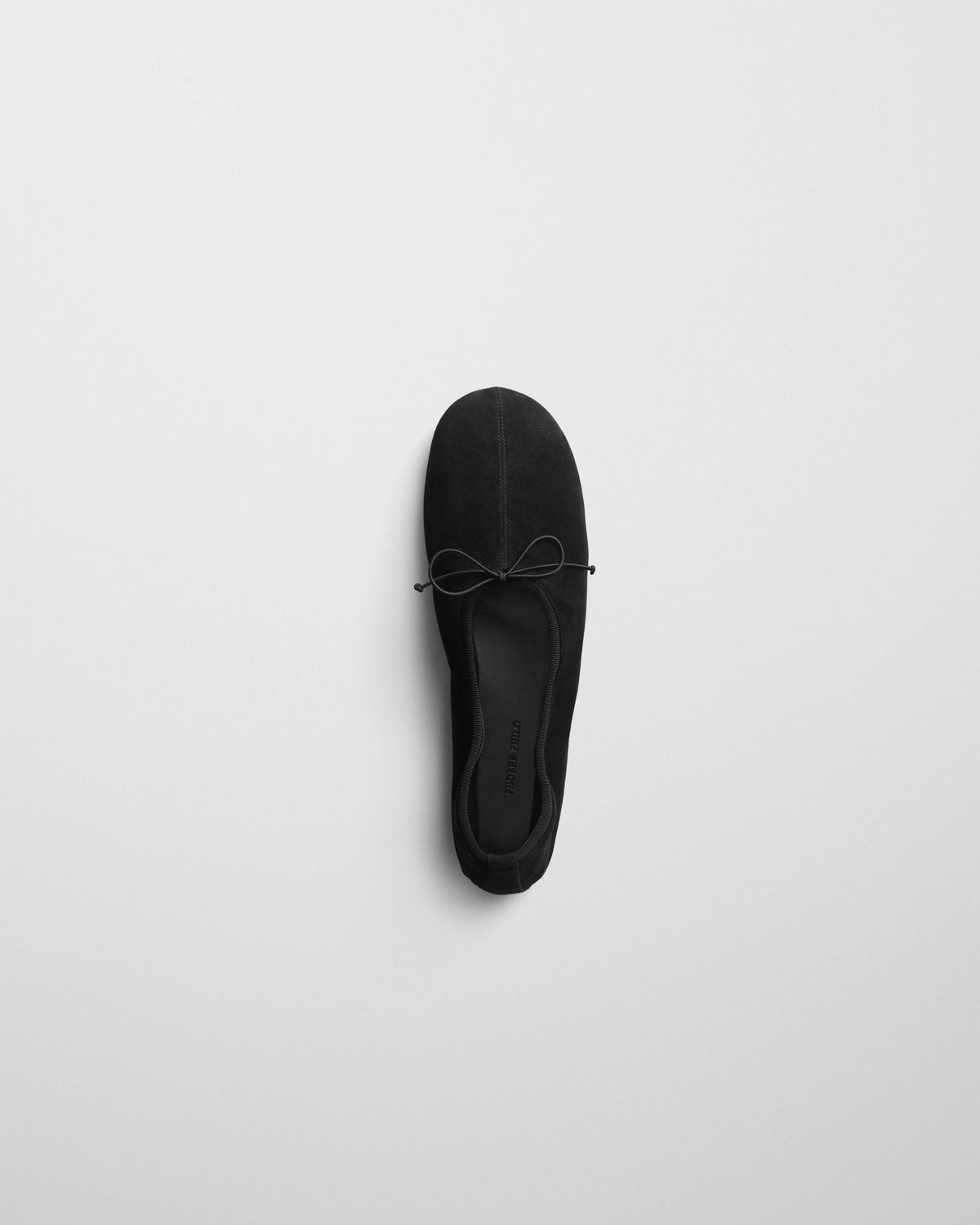 Top view of GATHERED FLAT in black suede