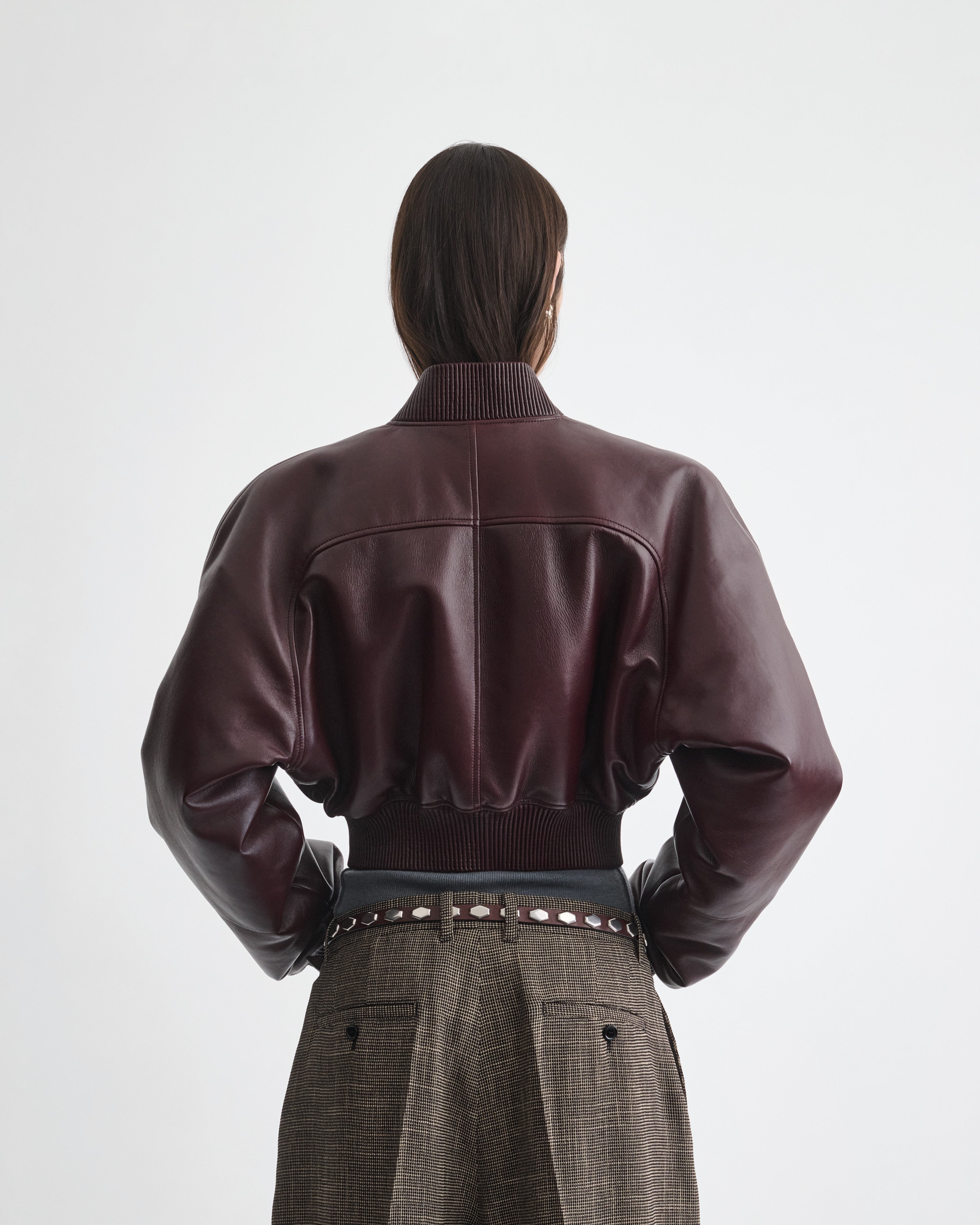 PHOEBE PHILO | SHRUNK BOMBER | MERLOT LEATHER