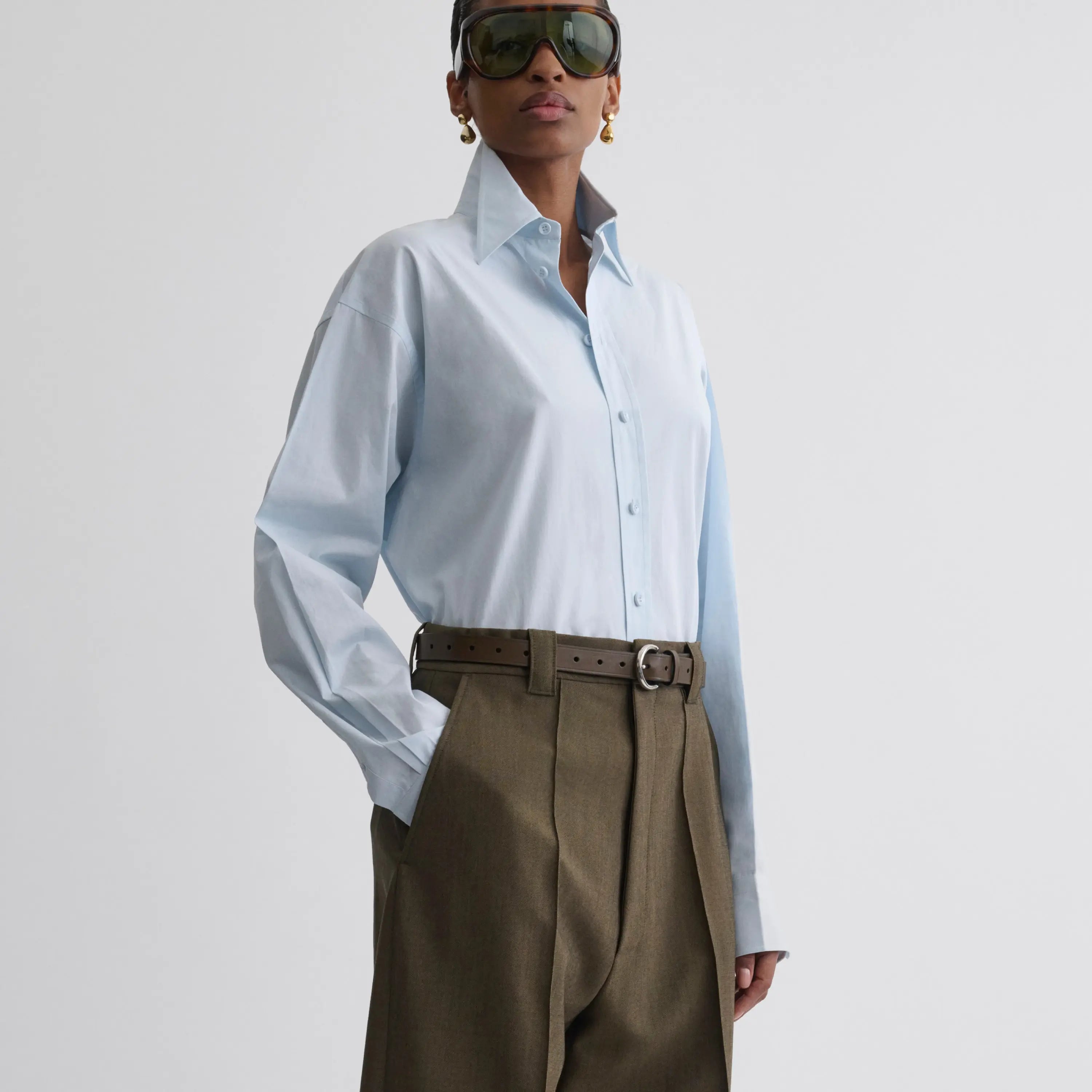 （訳ありセール 格安） PHILO PHOEBE | COTTON BLUE ICE | SHIRT UPRIGHT-COLLAR トップス