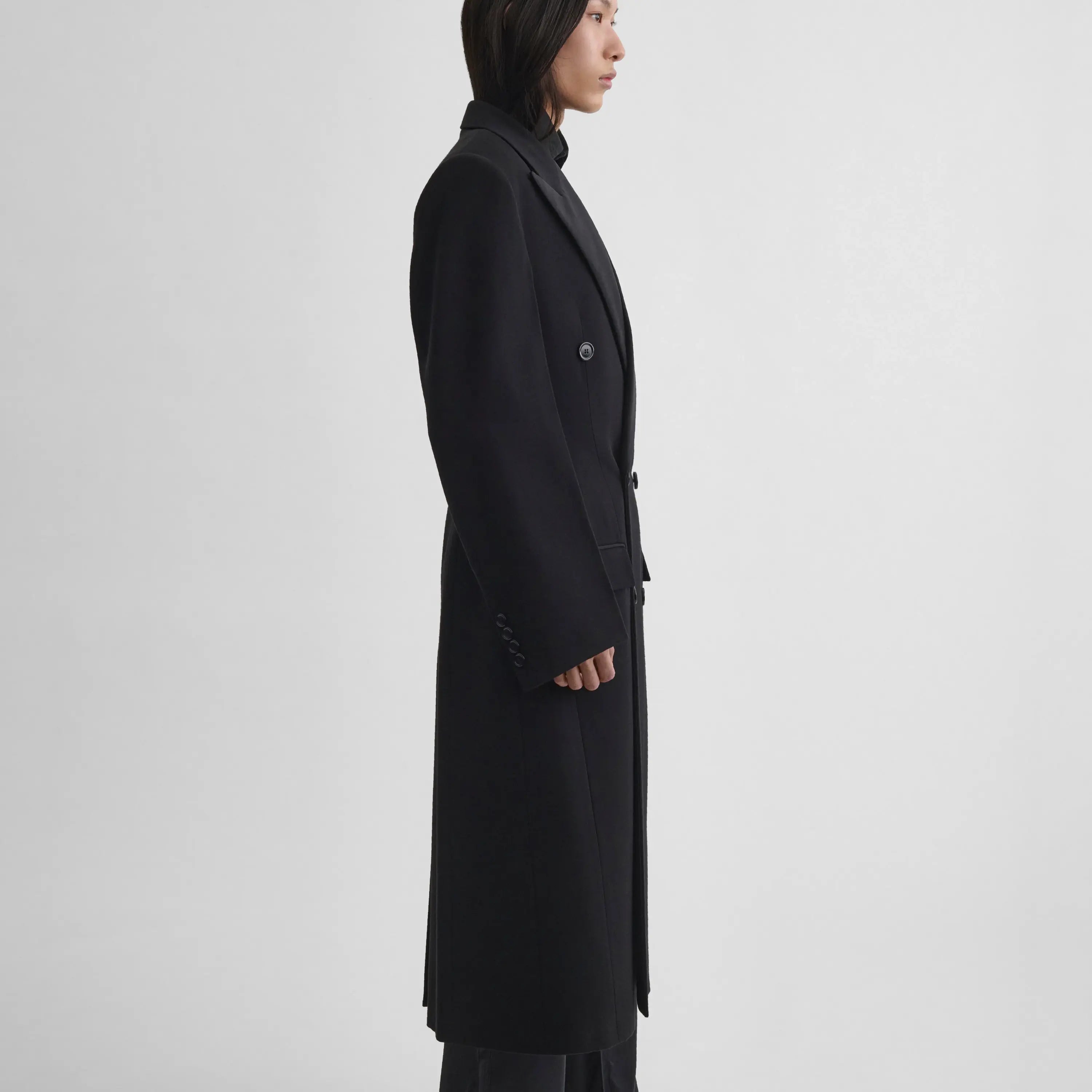 【PHOEBE PHILO】ウール ドロップウエスト テーラードコート PHOEBE PHILO | TAILORED COAT WITH DROPPED WAIST | BLACK WOOL