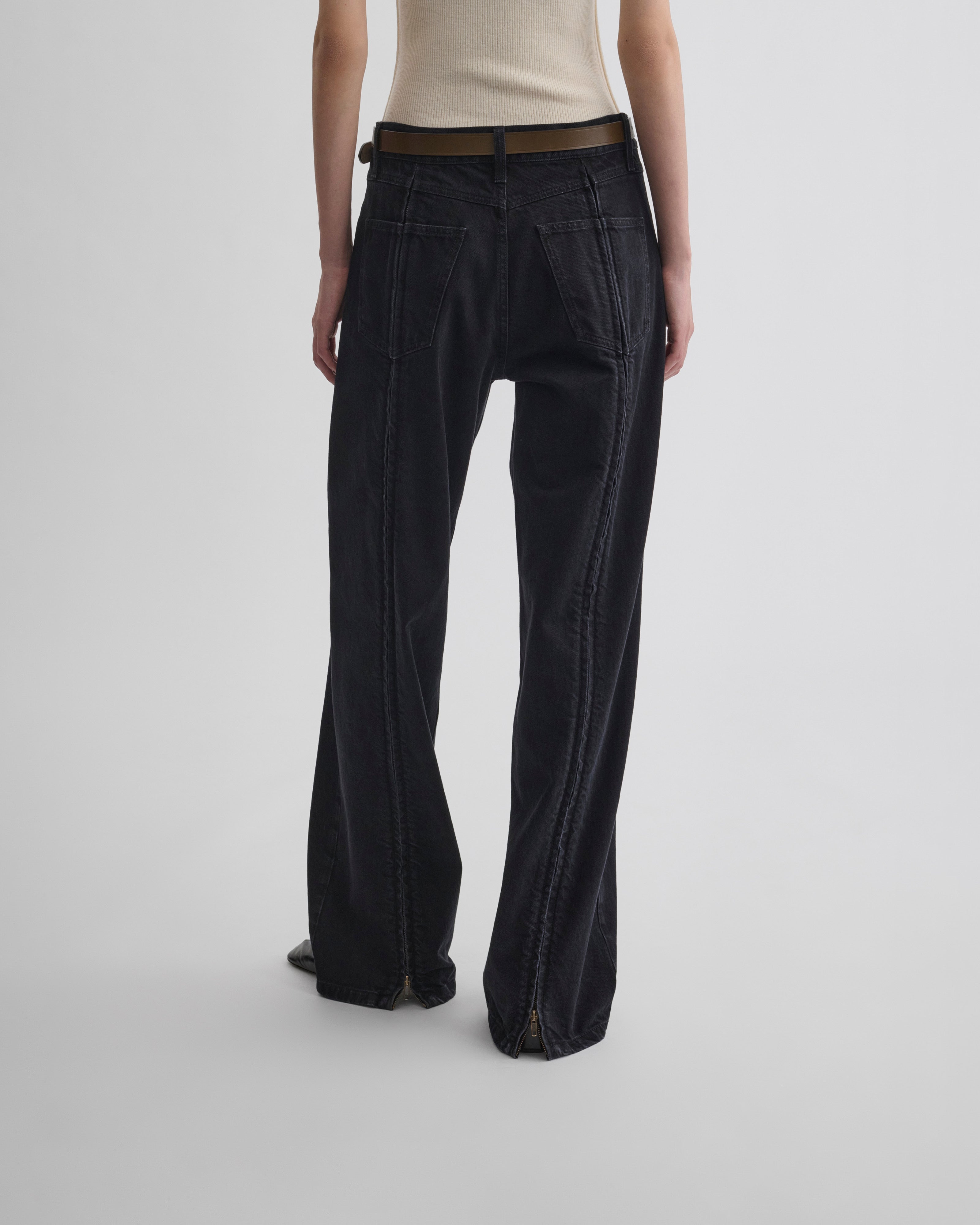 PHOEBE PHILO | ZIP JEANS | BLACK COTTON
