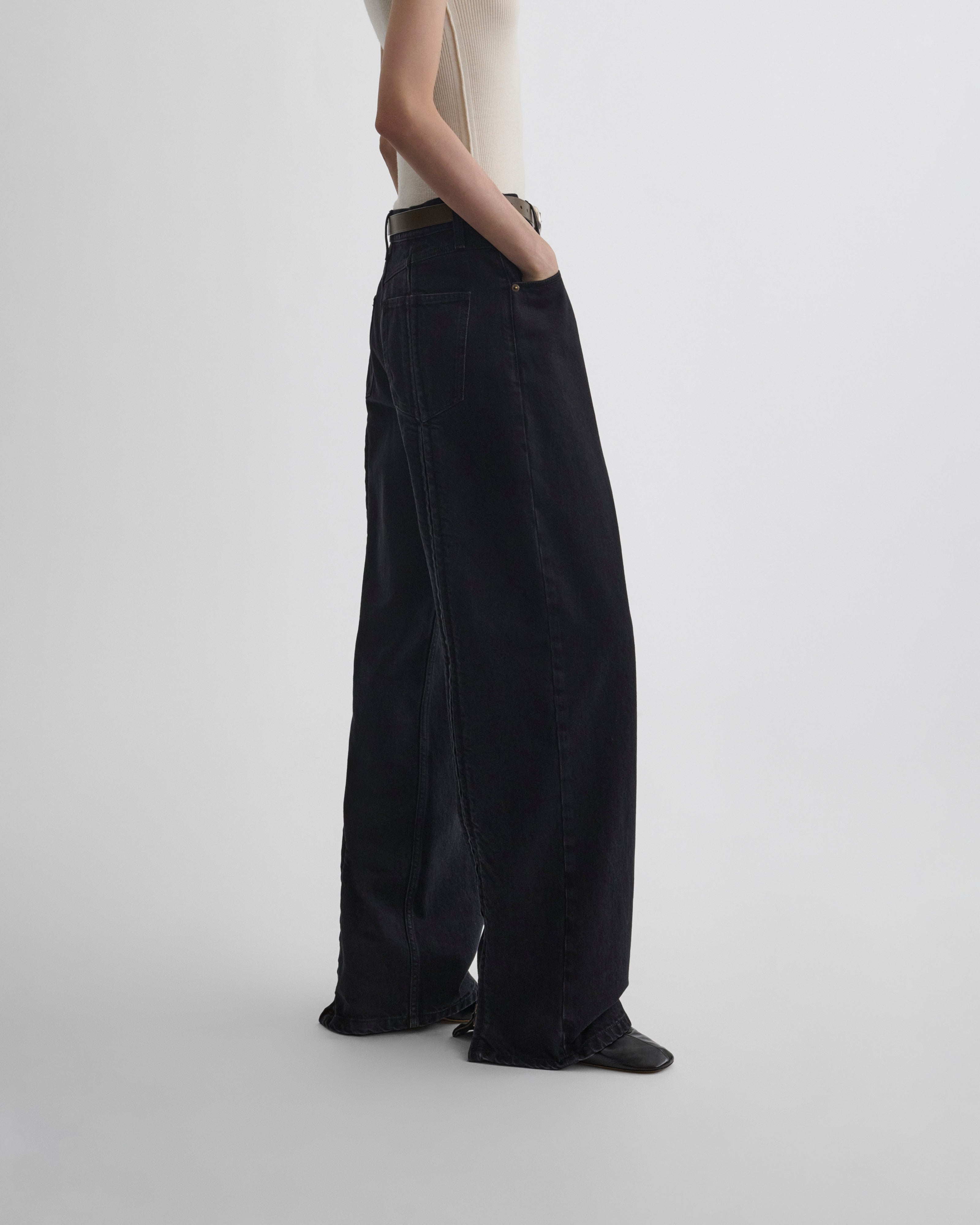 PHOEBE PHILO | ZIP JEANS | BLACK COTTON