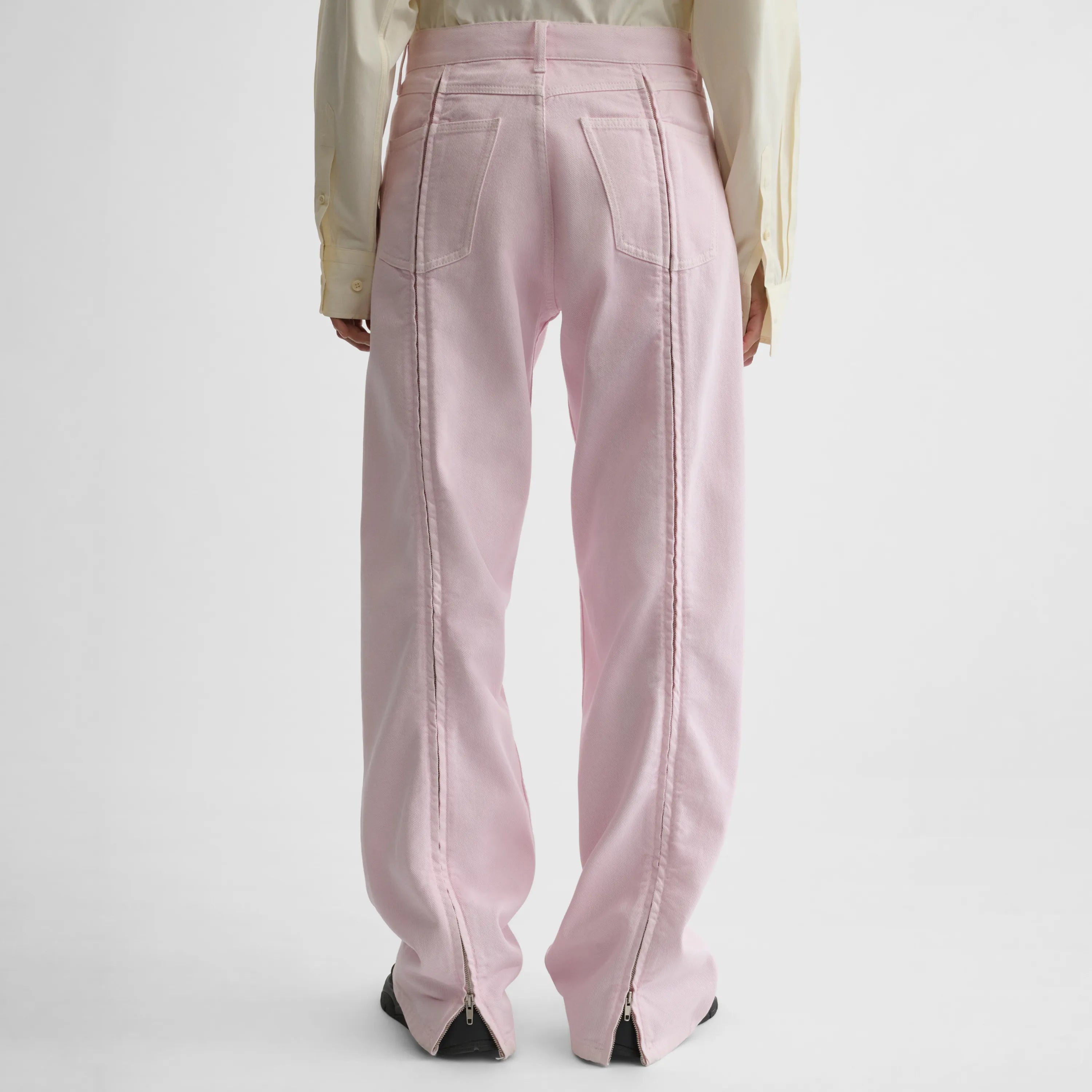 PHOEBE PHILO ペールピンクのジップジーンズ PHOEBE PHILO | ZIP JEANS | PALE PINK COTTON