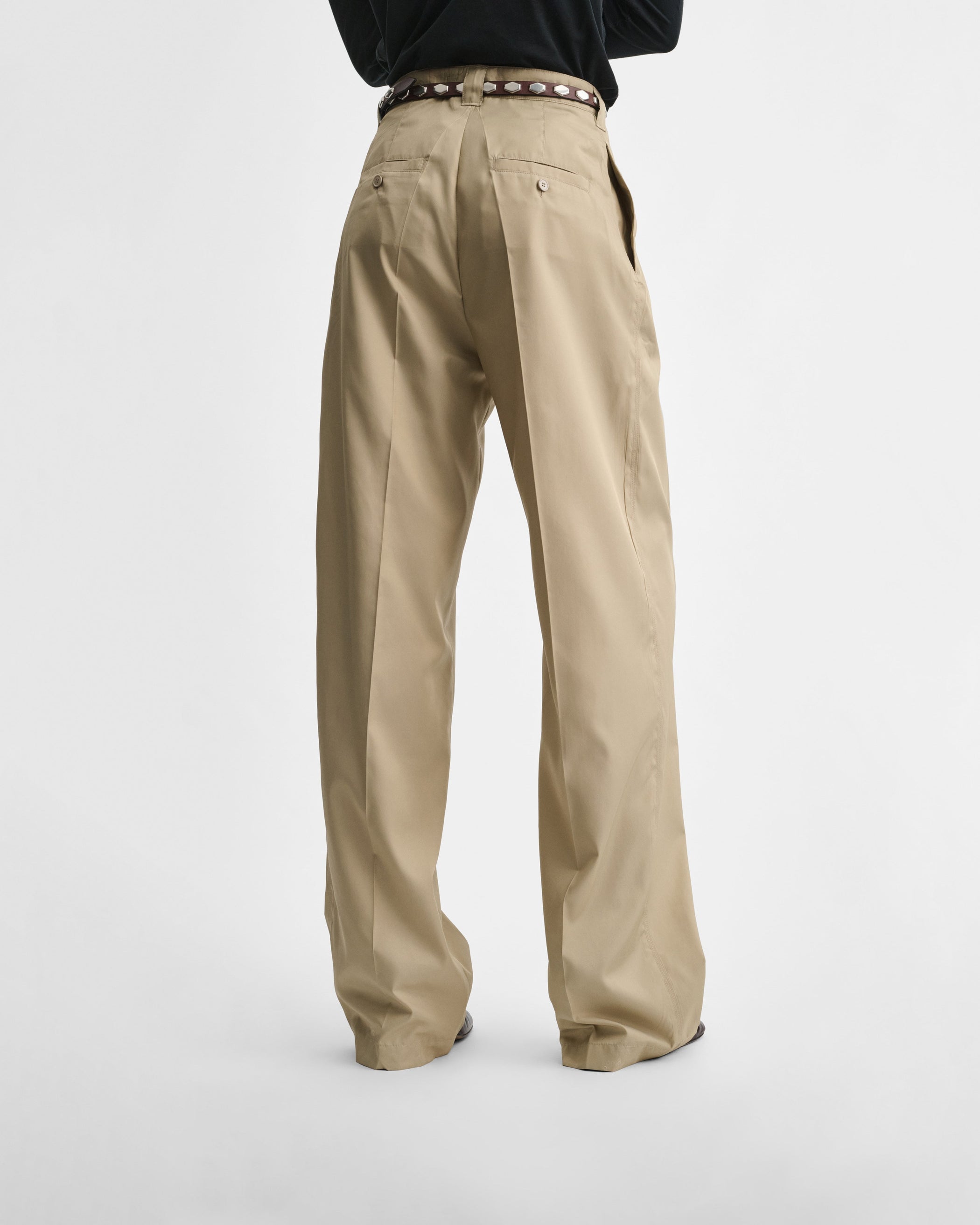 View of chino trousers in trench poly-twill