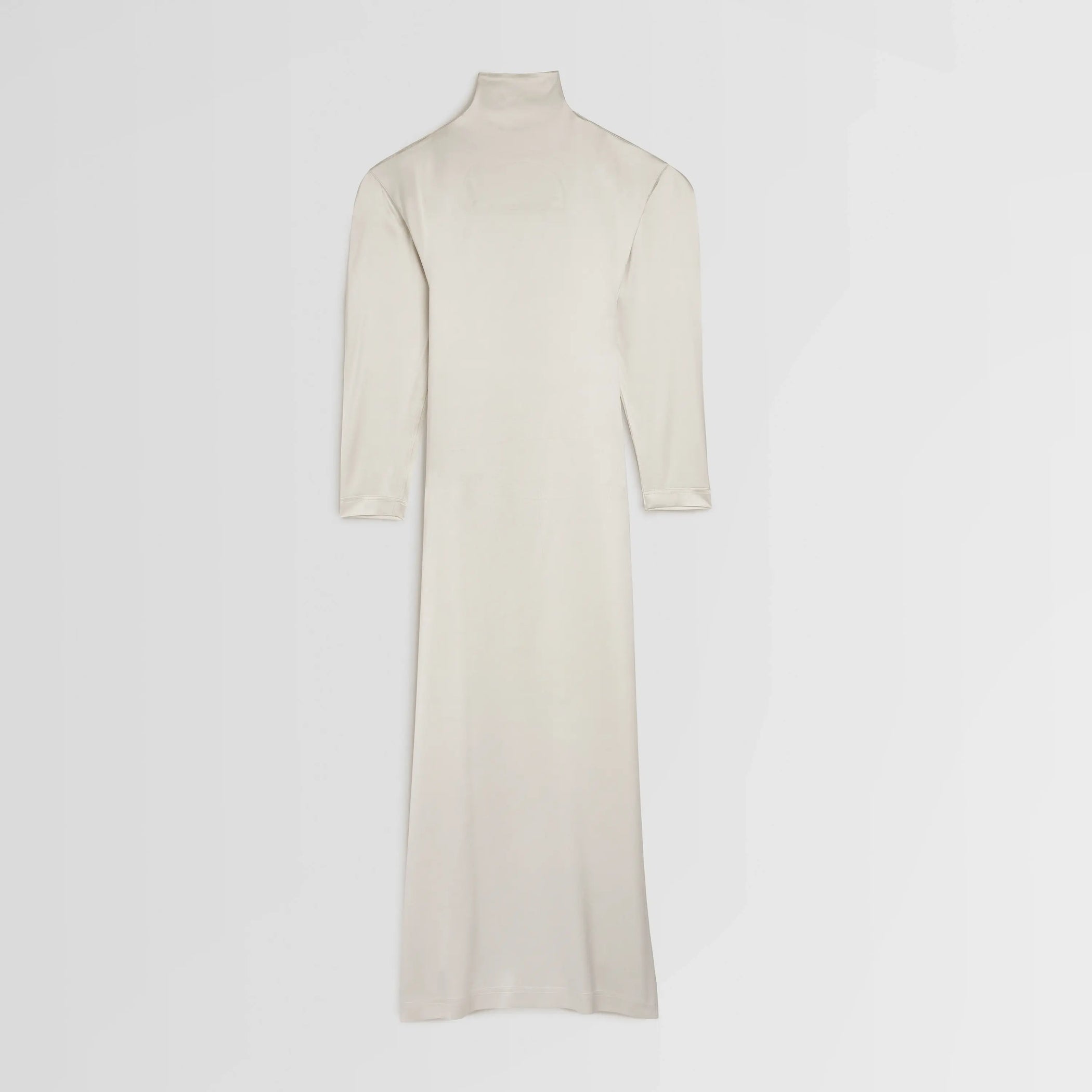 Flat font view of LIQUID OPEN BACK DRESS in cream silk satin